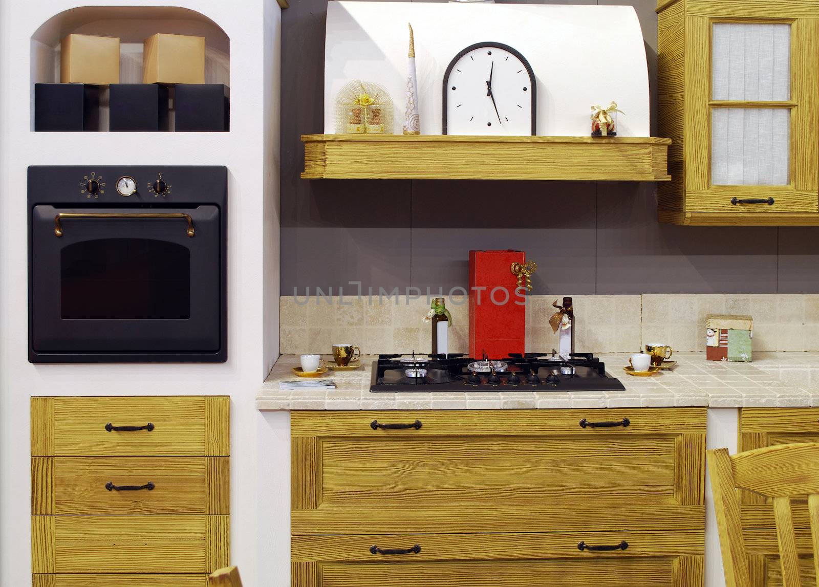 New modern wooden kitchen with appliance