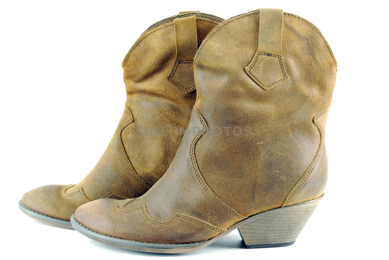 Woman cowboy brown leather boots