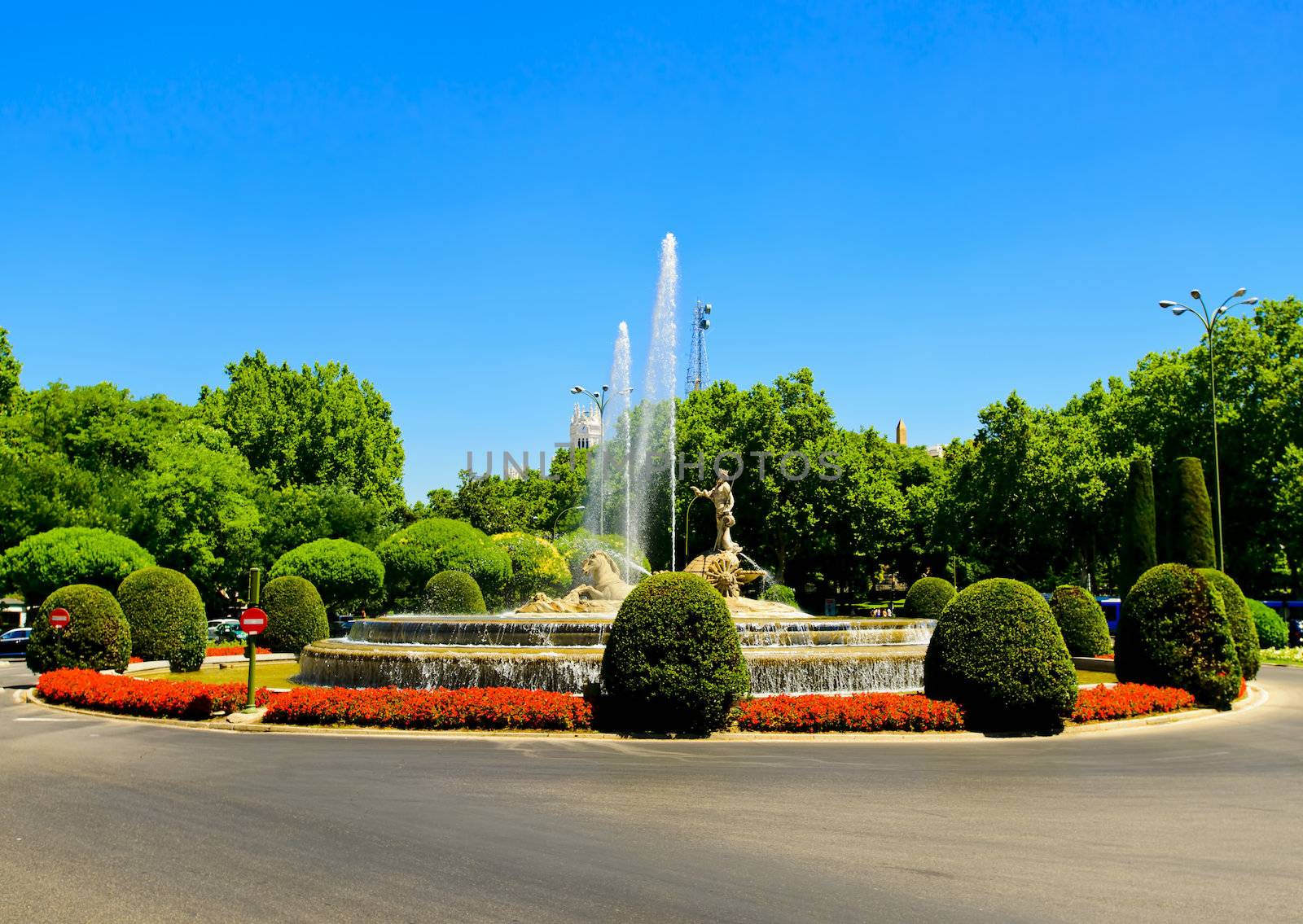 The fountain of neptune in madrid, spain