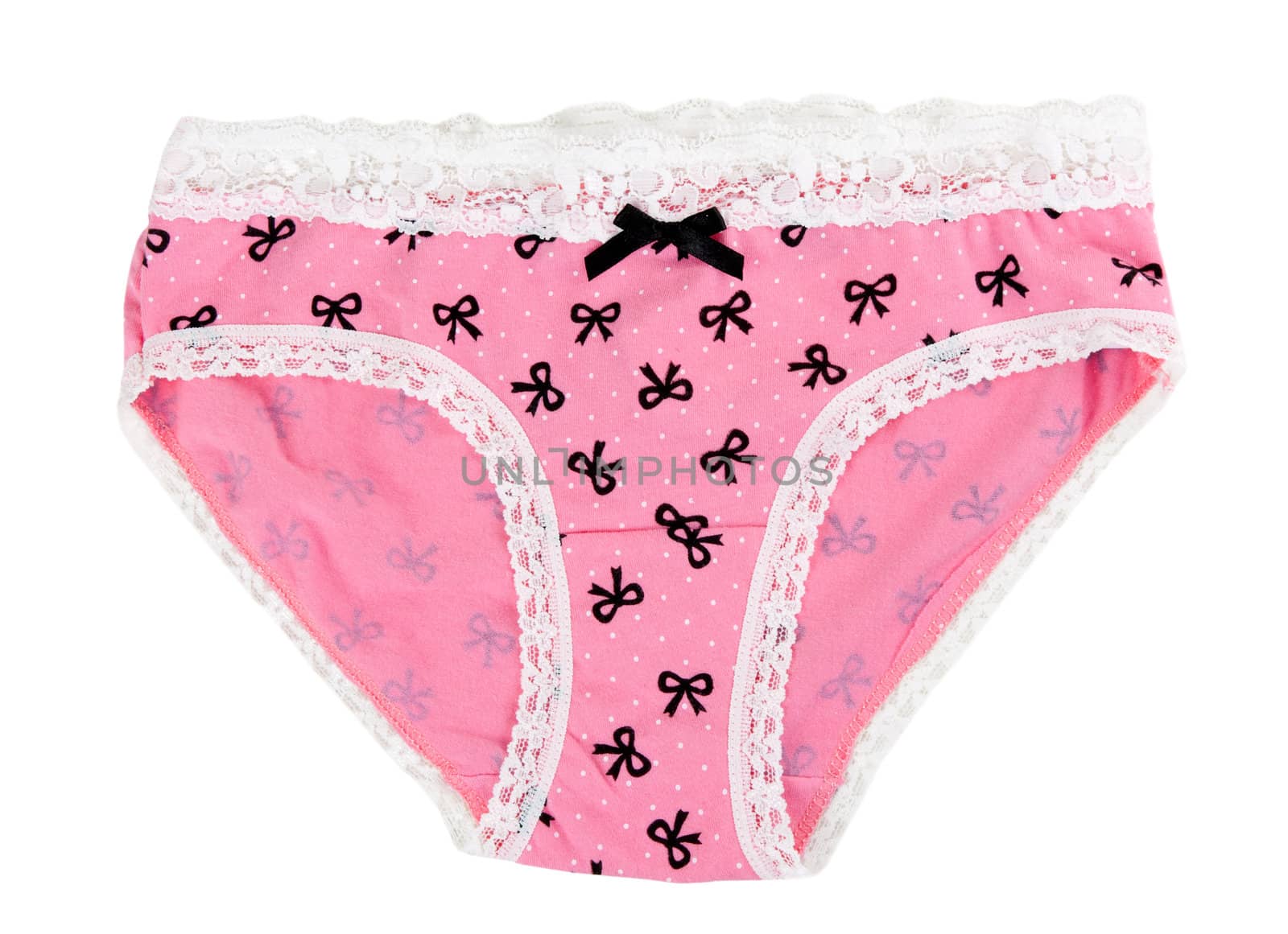 The pink women's panties isolated on white background