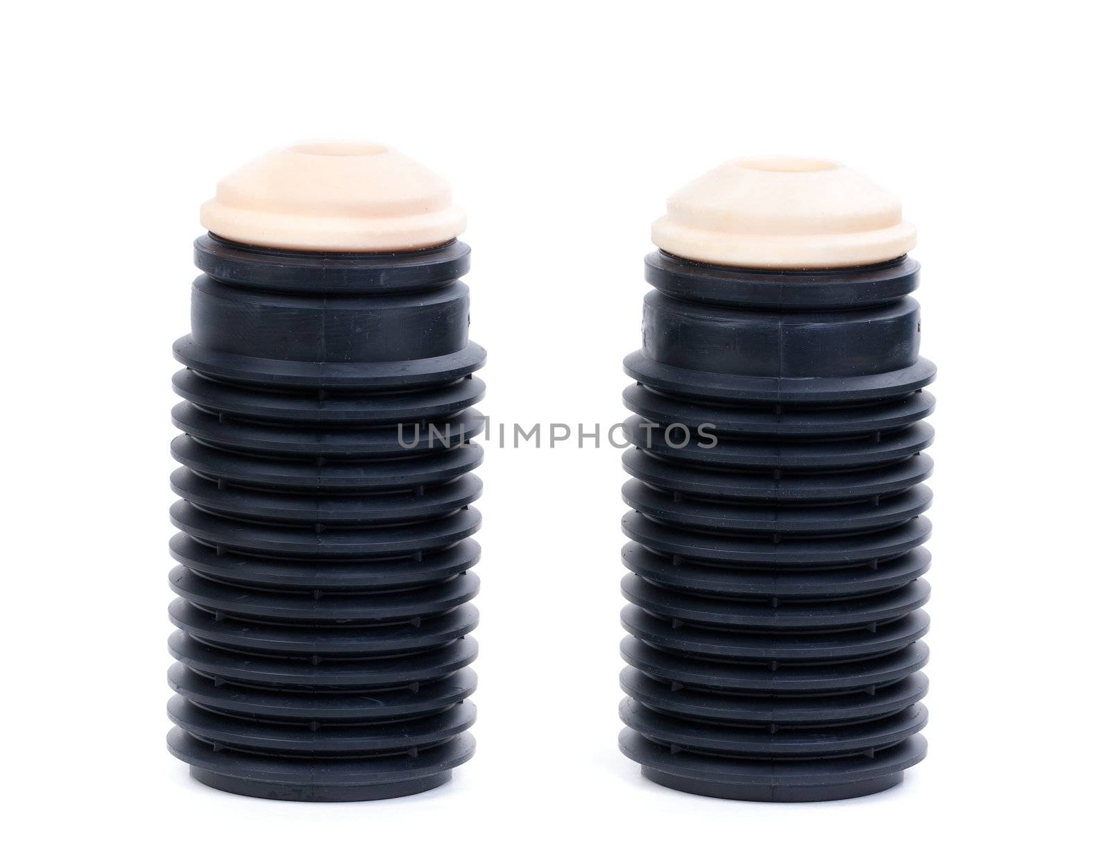 Anther set for shock absorbers. Spare parts. Isolate on white.