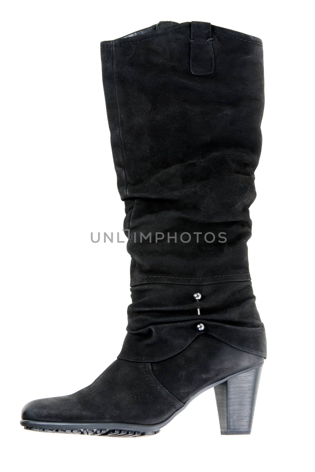 One female high boots isolated on white background