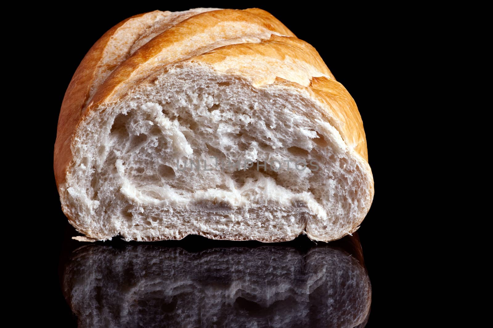 Image of a Loaf of Bread on black background