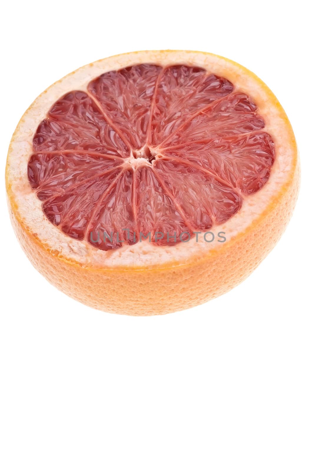 The half of Fresh grapefruit image on white. 
