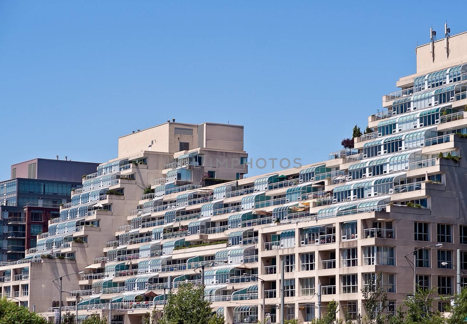 Modern residential condominium building in downtown Toronto