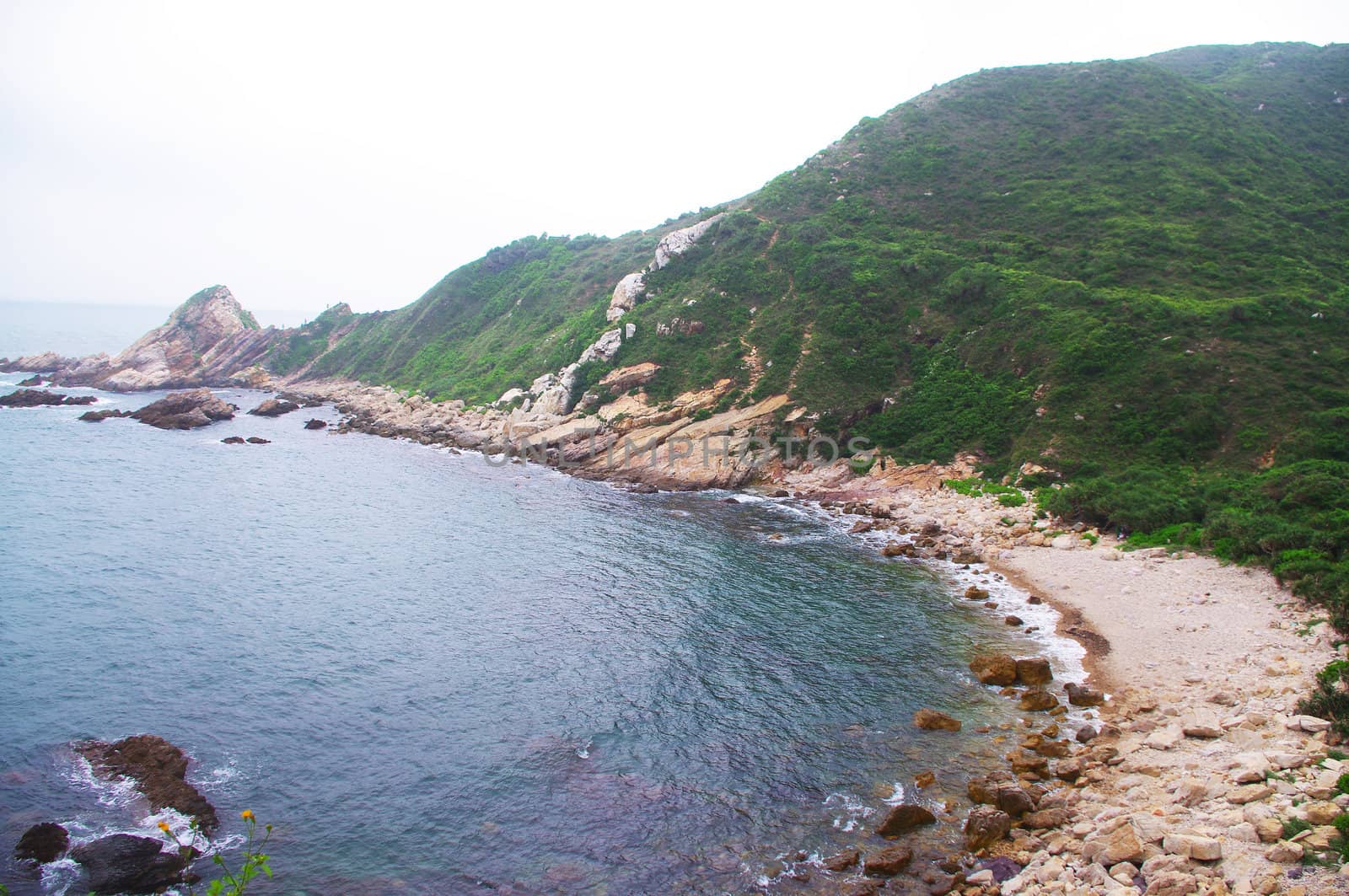 seaside with great rocks at chinese city Hongkong