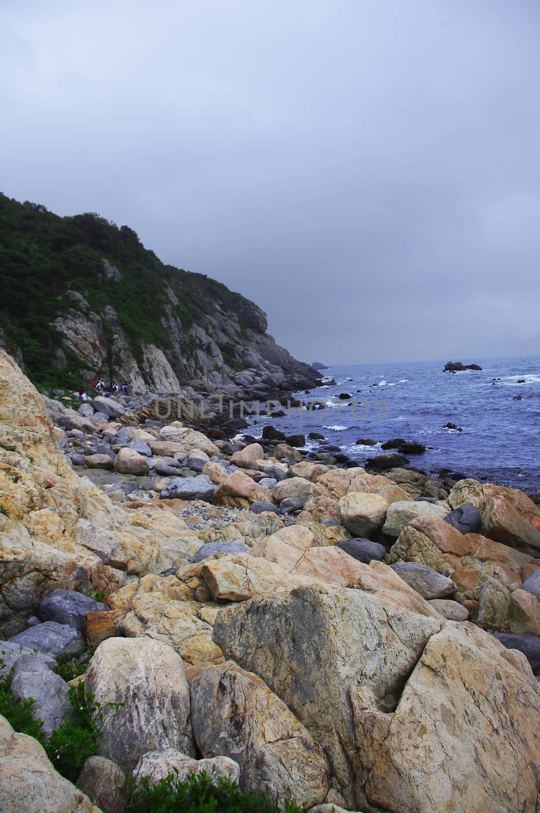 seaside with great rocks at chinese city Hongkong