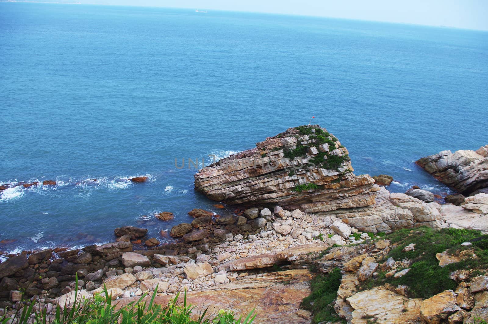 seaside with great rocks at chinese city Hongkong