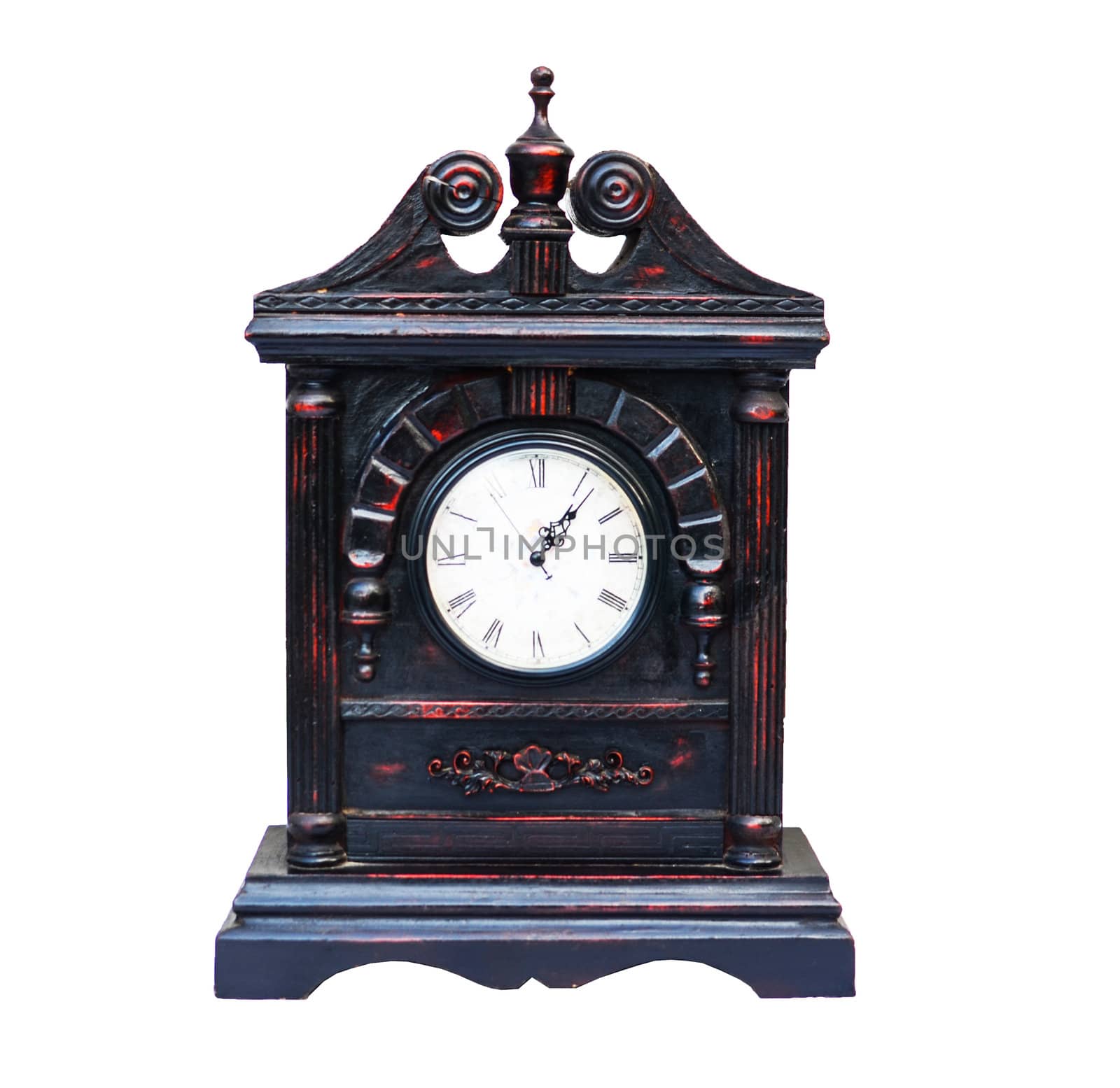 Antique wood clock isolated by MalyDesigner