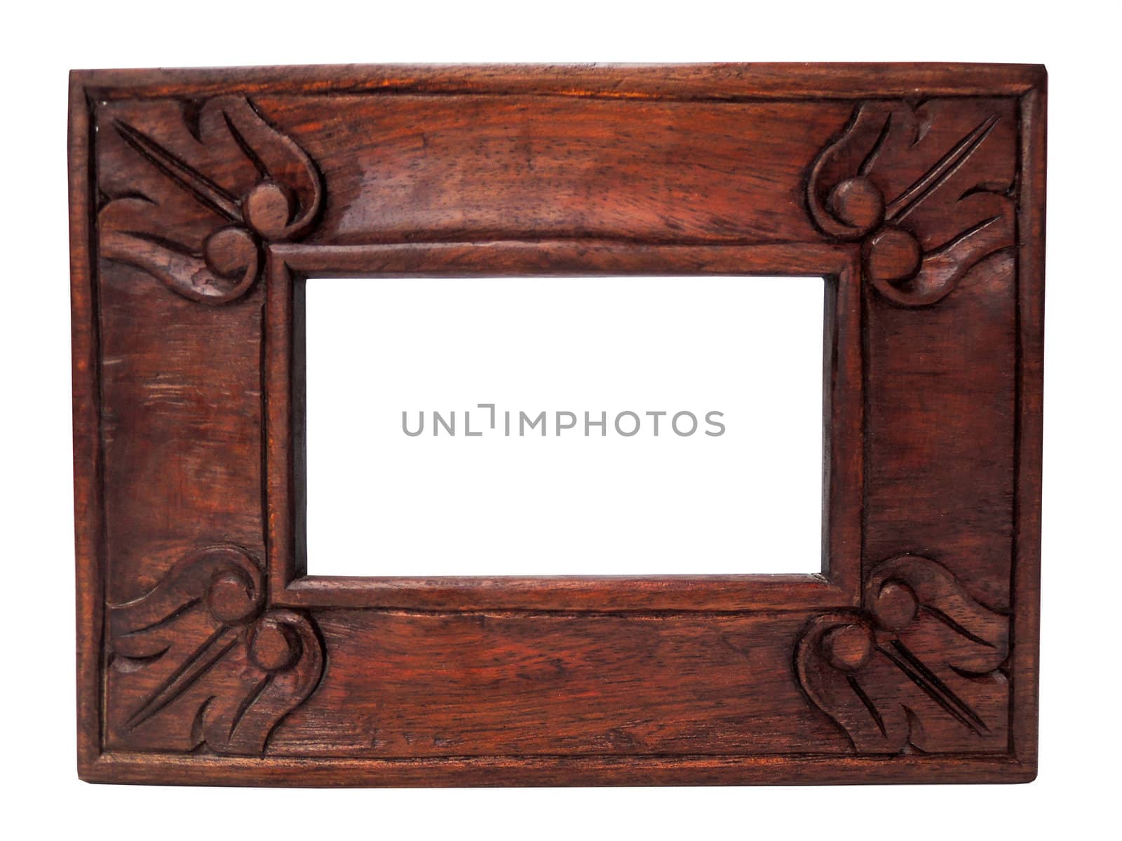 Empty wood frame isolated on white by MalyDesigner