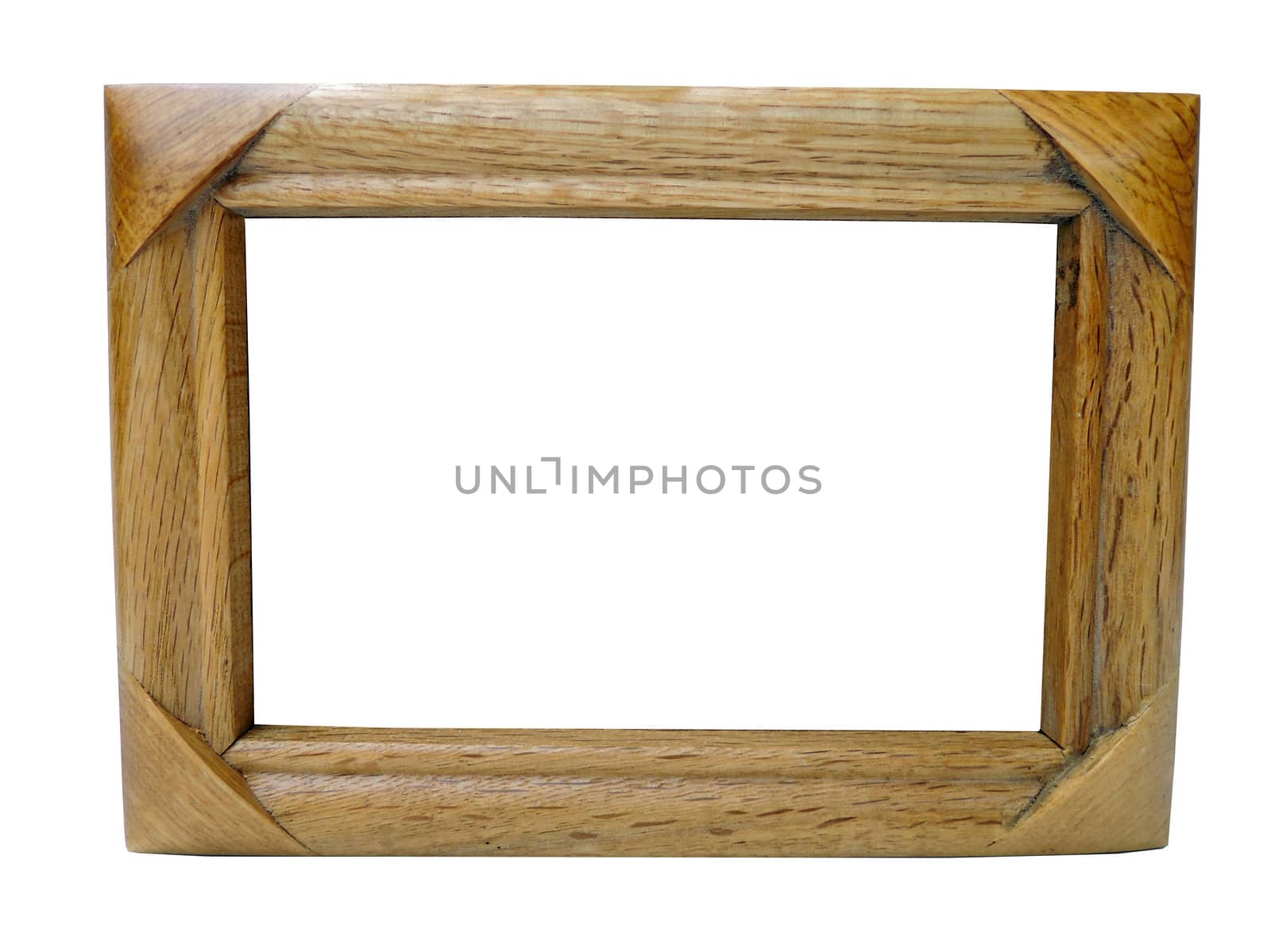 Empty wood frame isolated on white