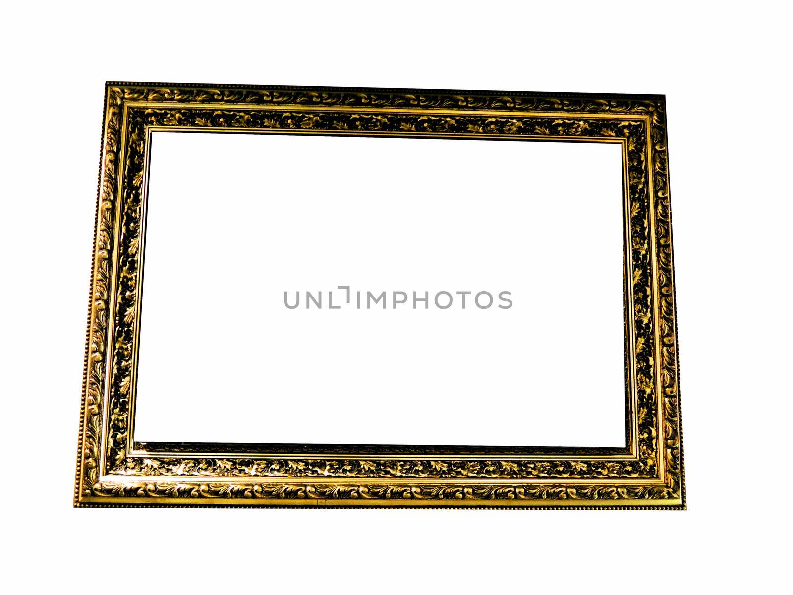 Gold frame isolated white 