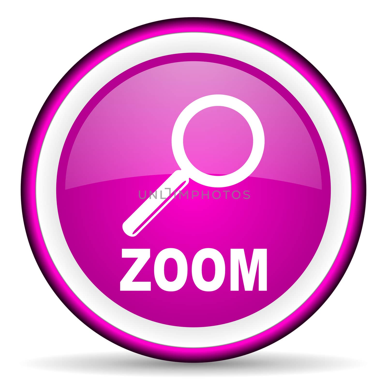zoom violet glossy icon on white background