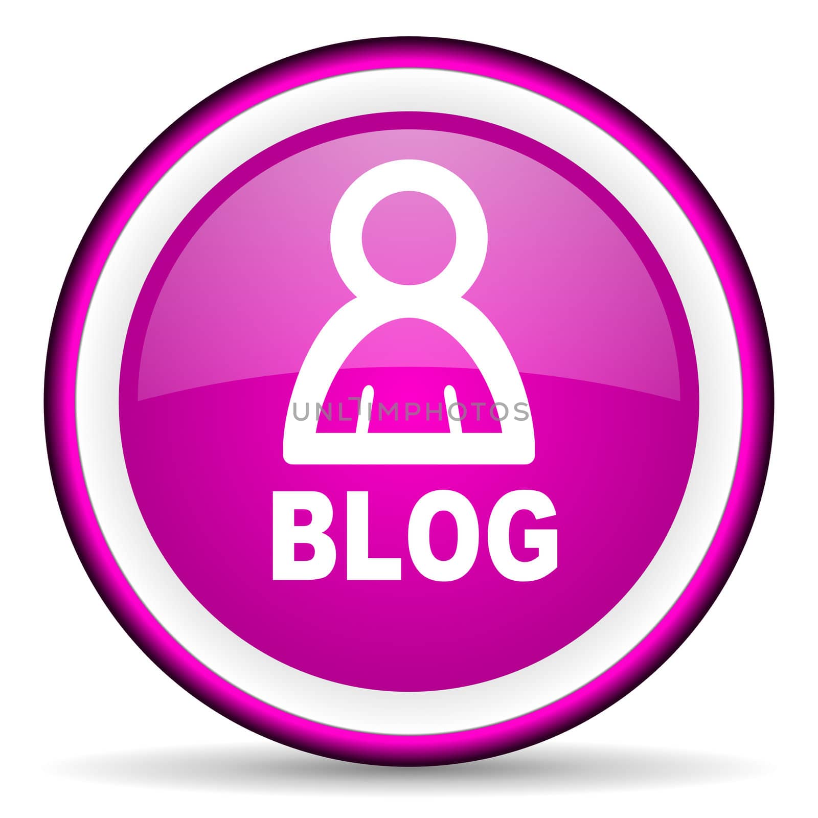 blog violet glossy icon on white background