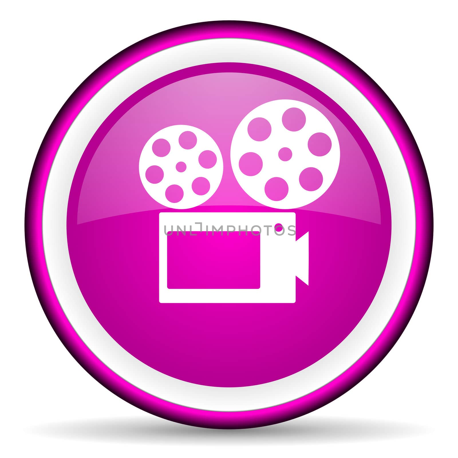 cinema violet glossy icon on white background
