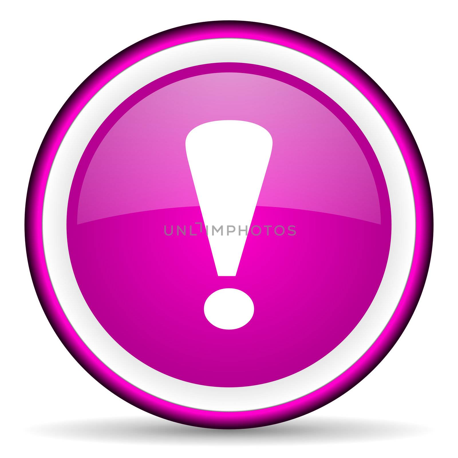 exclamation sign violet glossy icon on white background