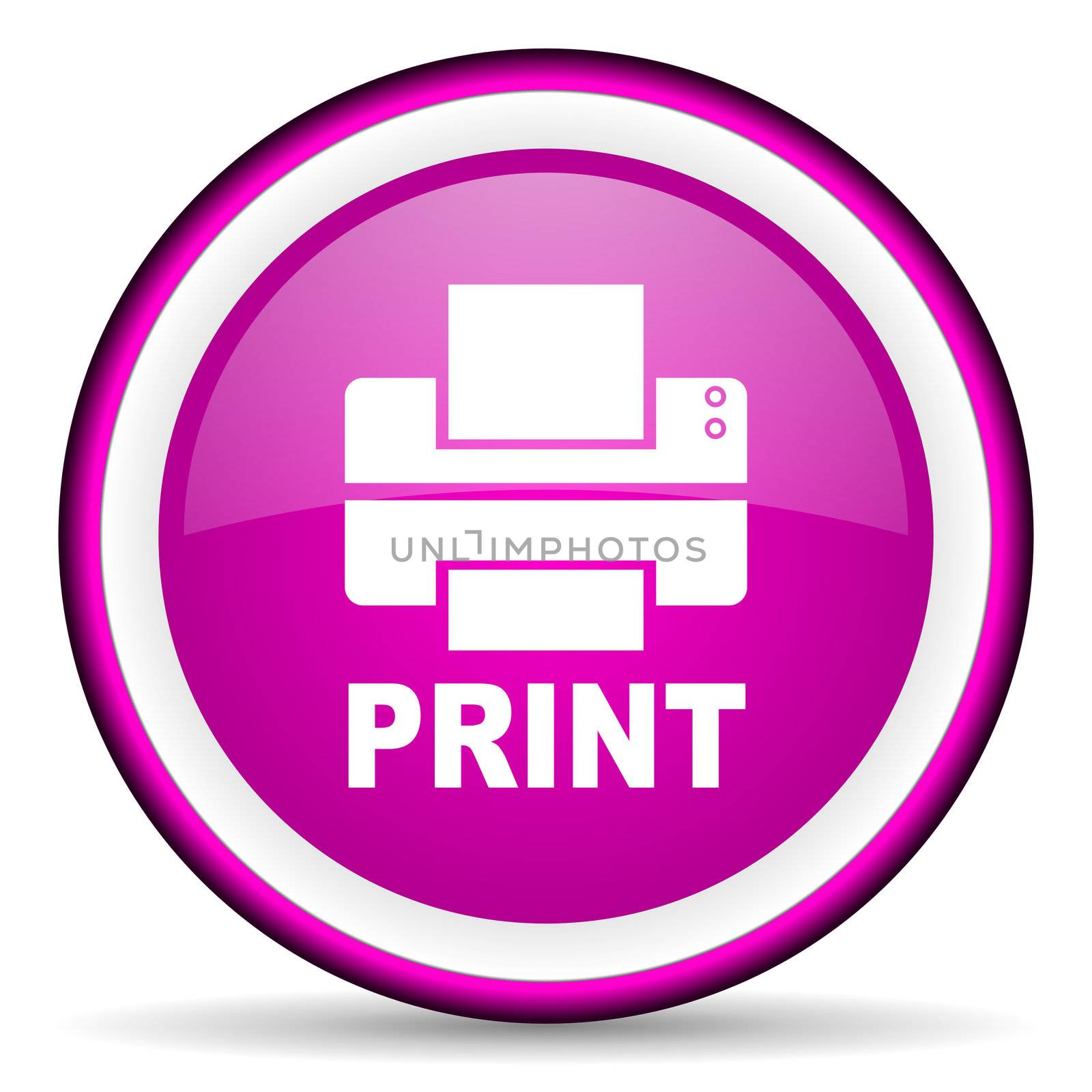 print violet glossy icon on white background