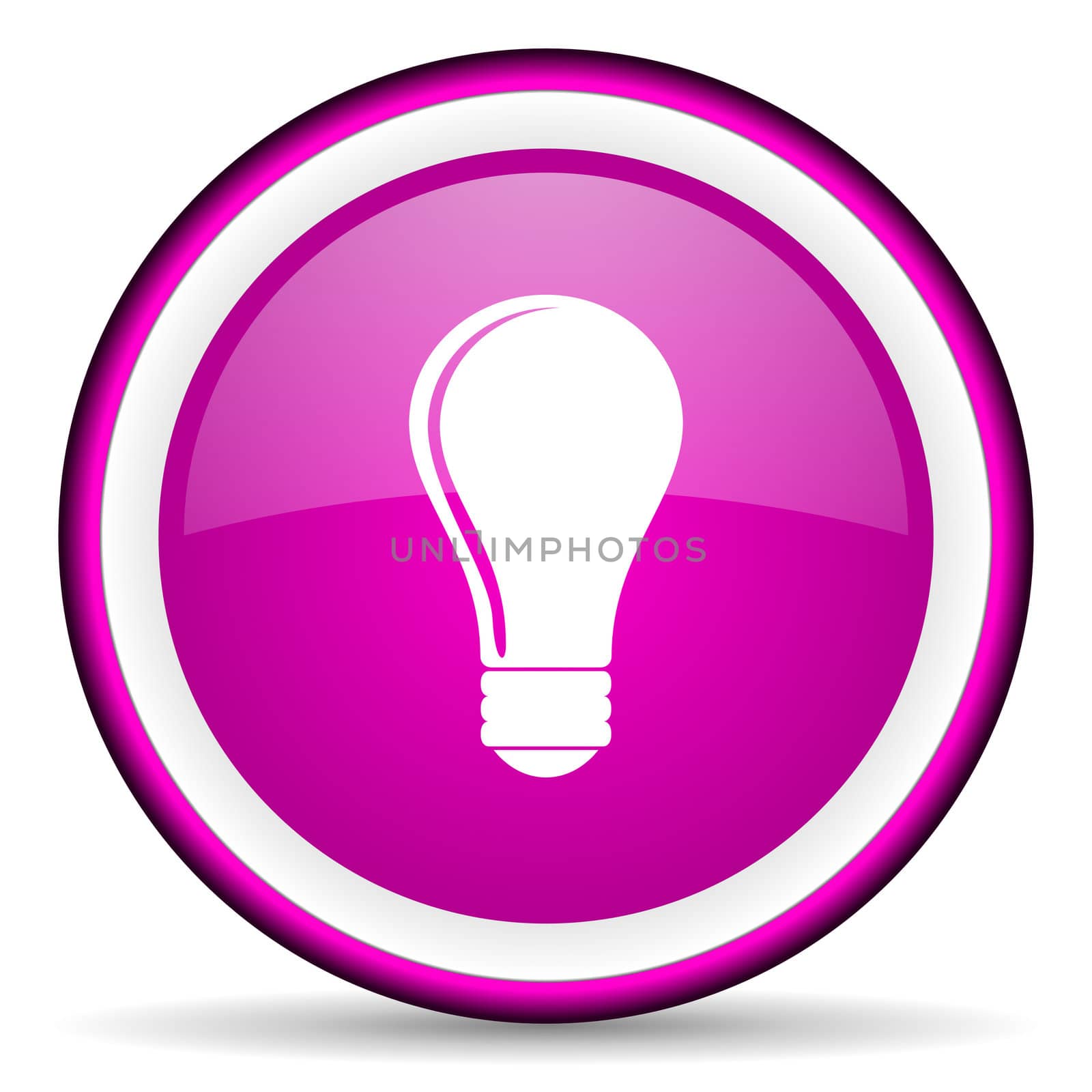 light bulb violet glossy icon on white background