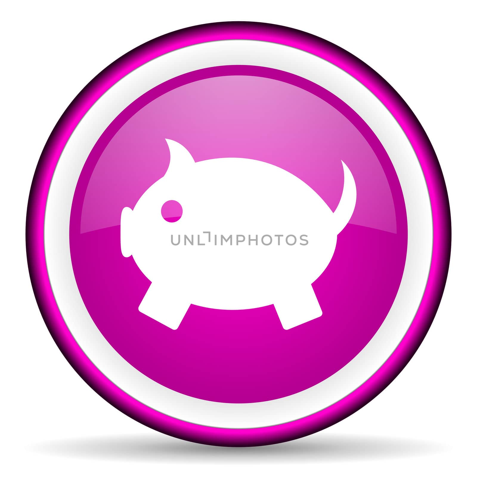 piggy bank violet glossy icon on white background