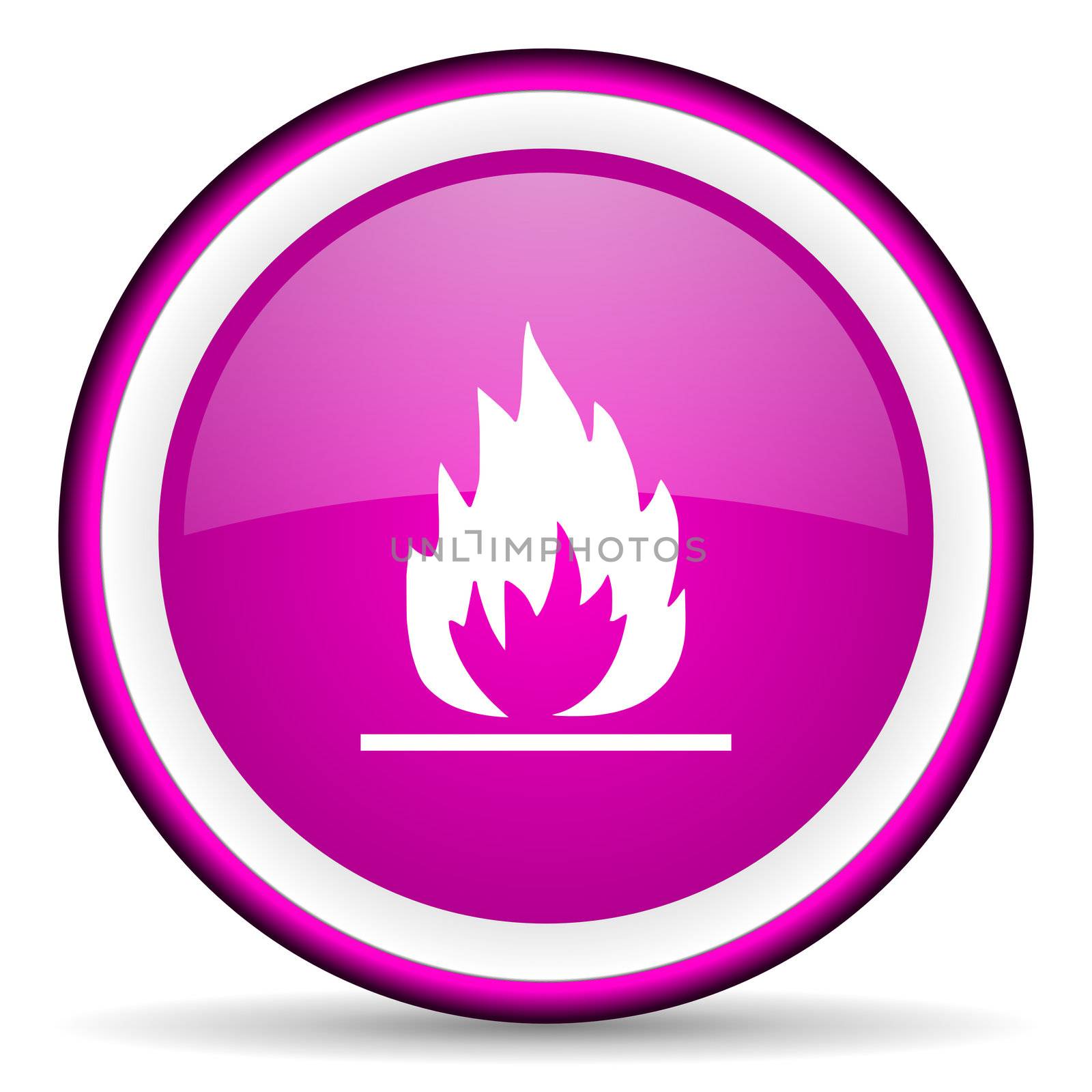 flames violet glossy icon on white background