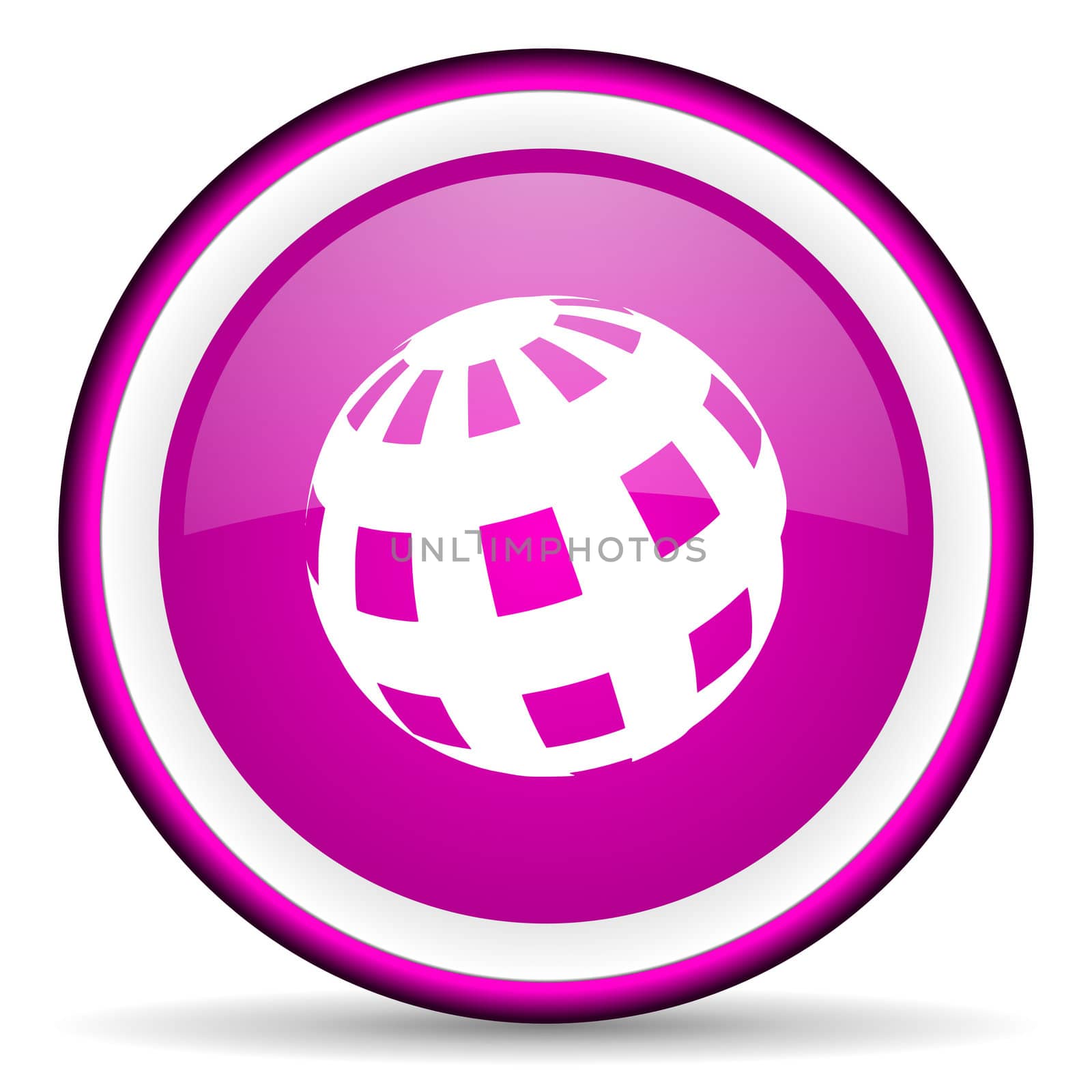 earth violet glossy icon on white background