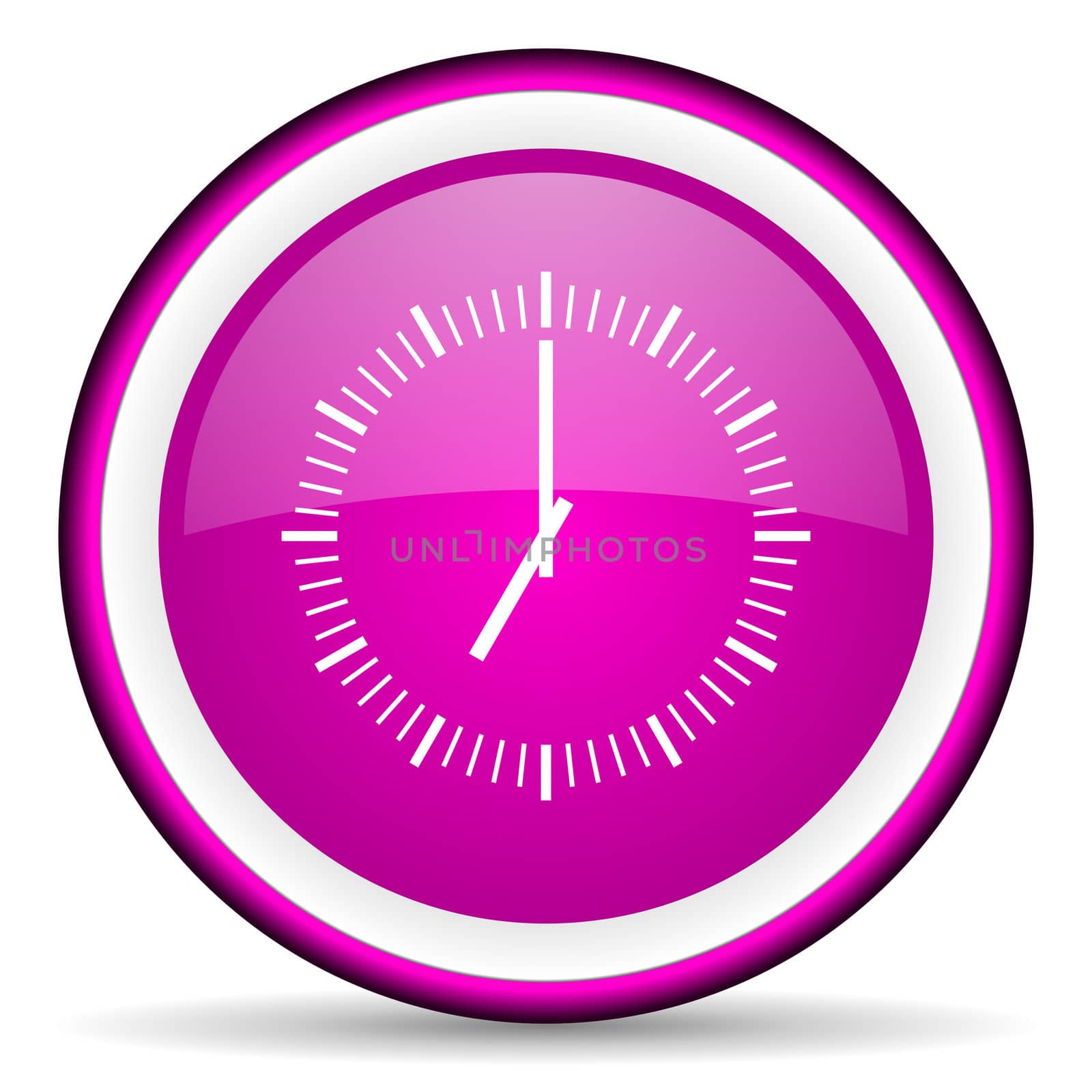 clock violet glossy icon on white background