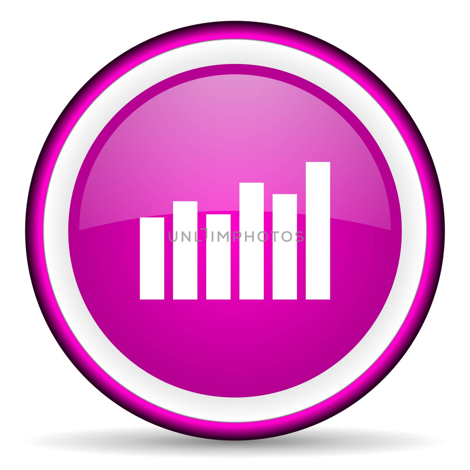 bar graph violet glossy icon on white background