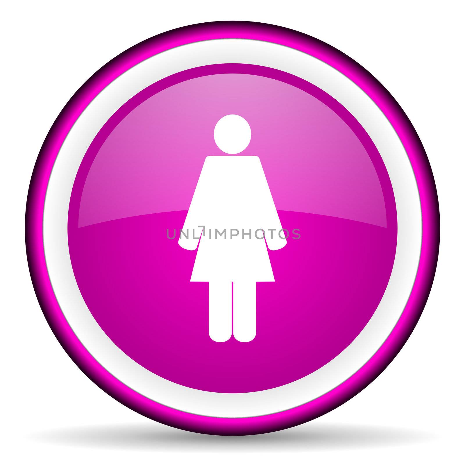 woman violet glossy icon on white background