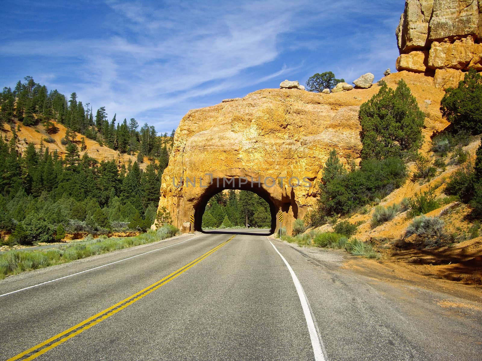 Tunnel through Red Canyon National Forest, Utah USA