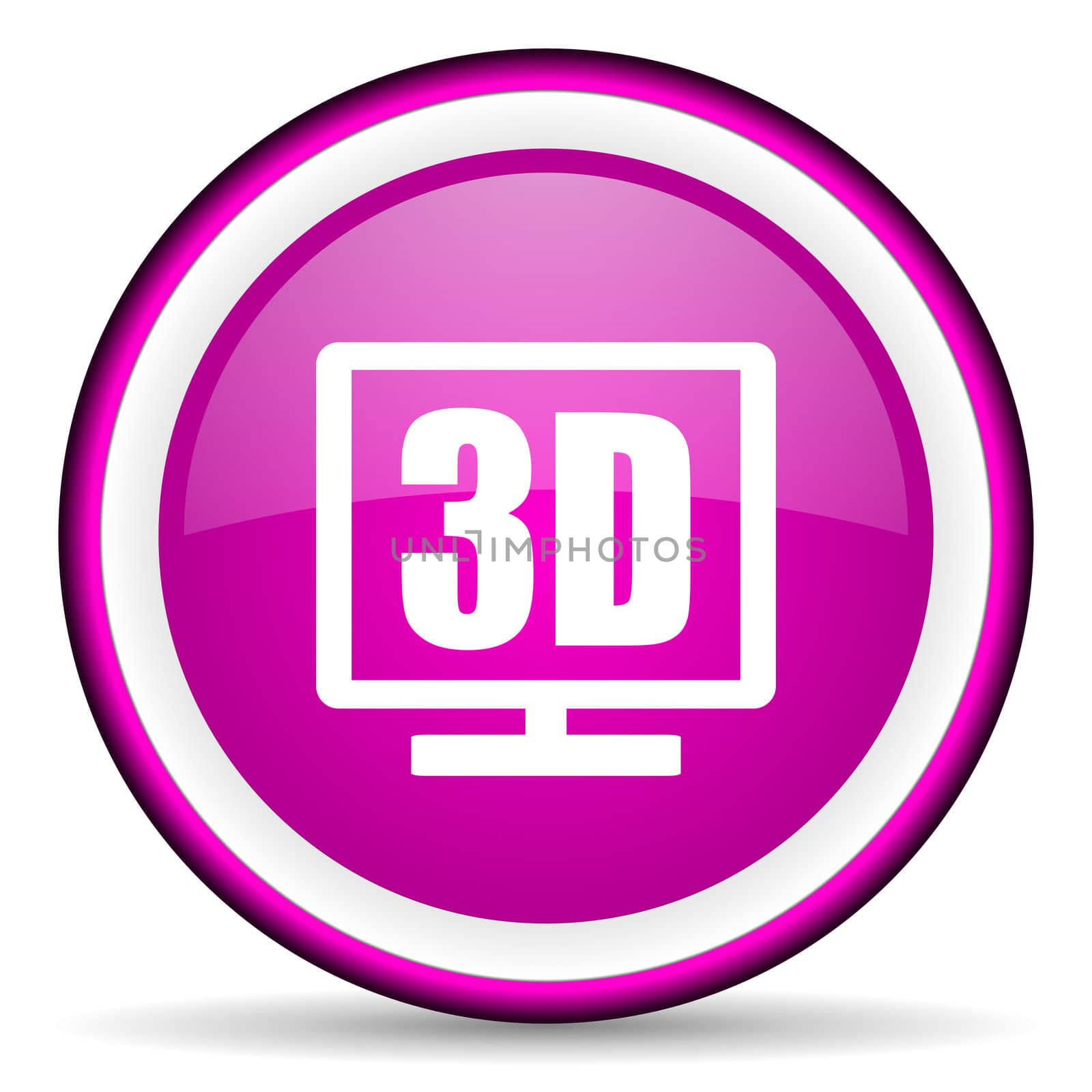 3d display violet glossy icon on white background