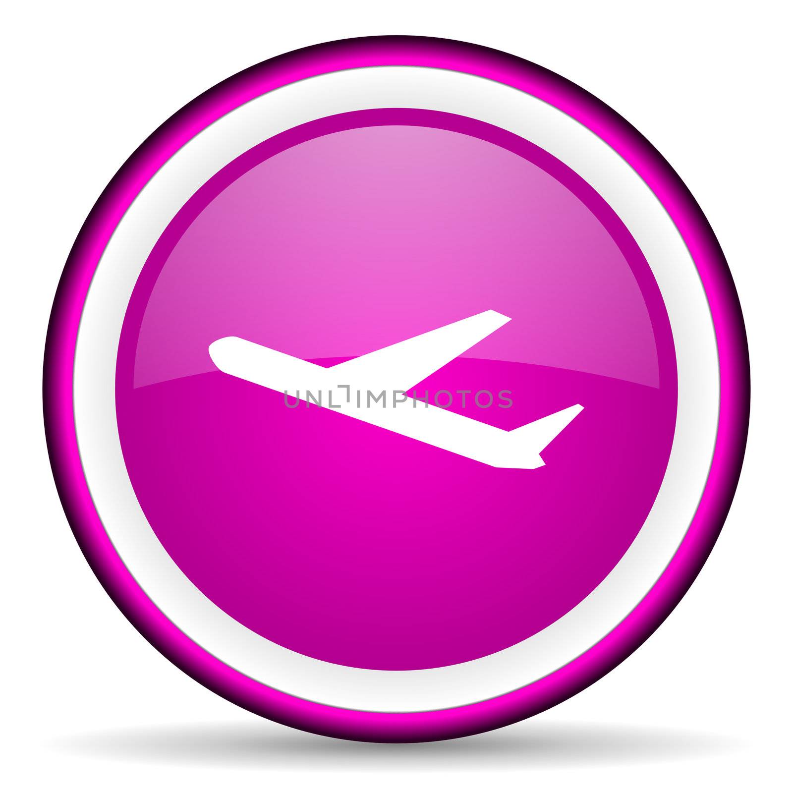 airplane violet glossy icon on white background