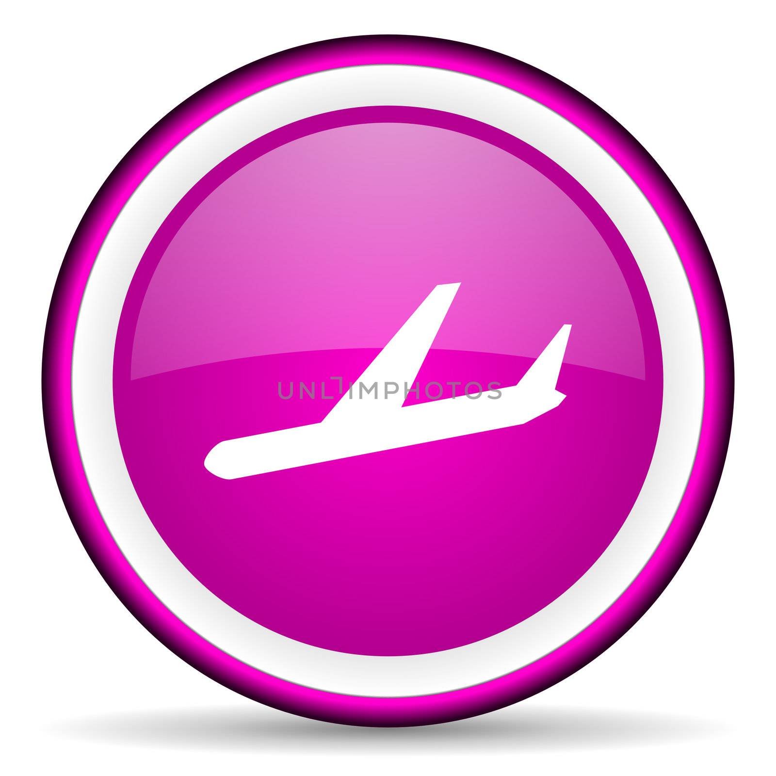 airplane violet glossy icon on white background