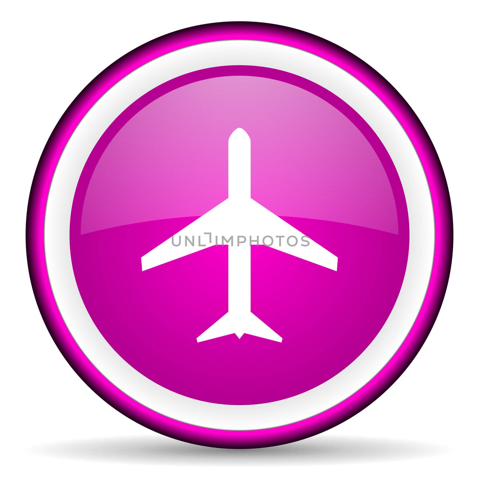 airplane violet glossy icon on white background