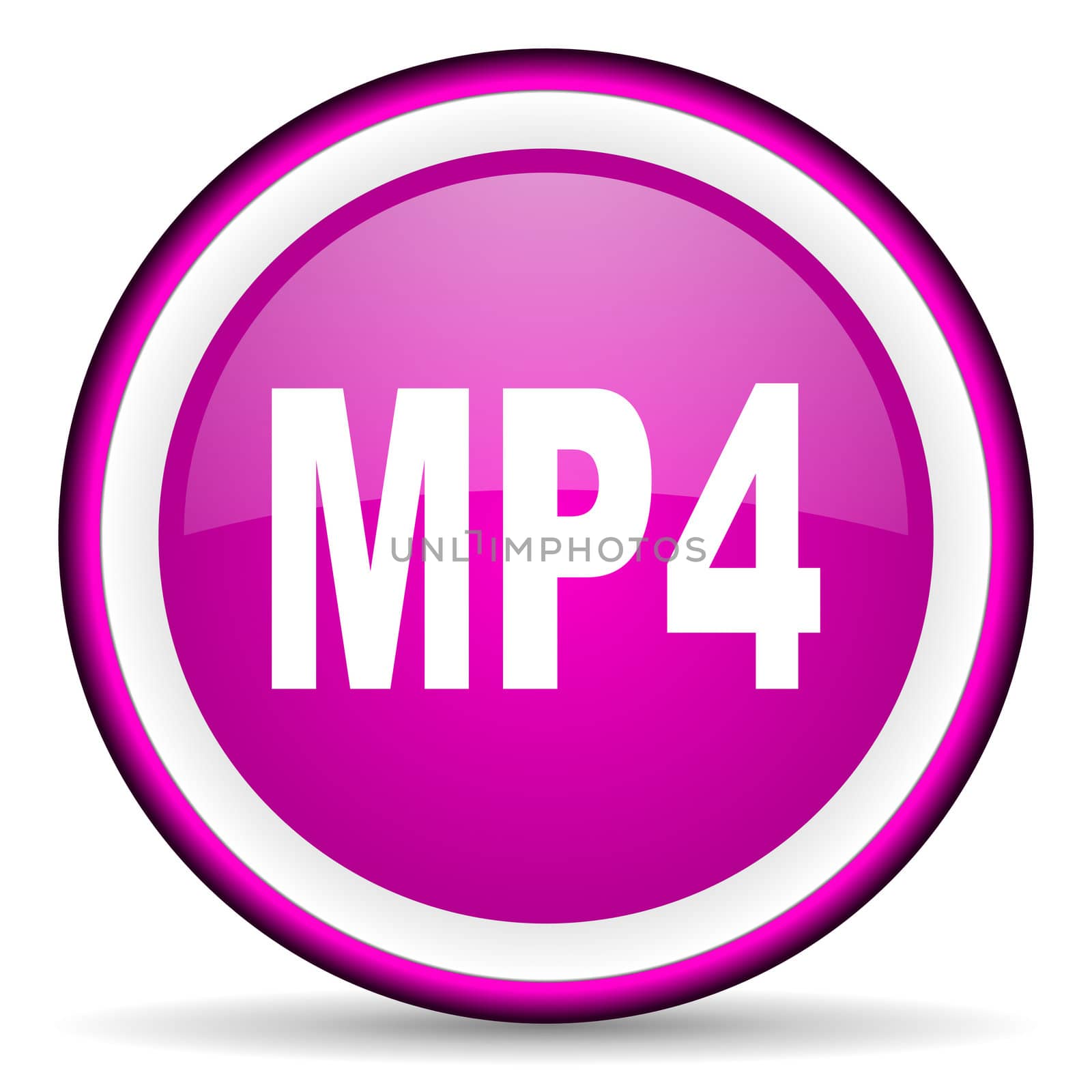 mp4 violet glossy icon on white background