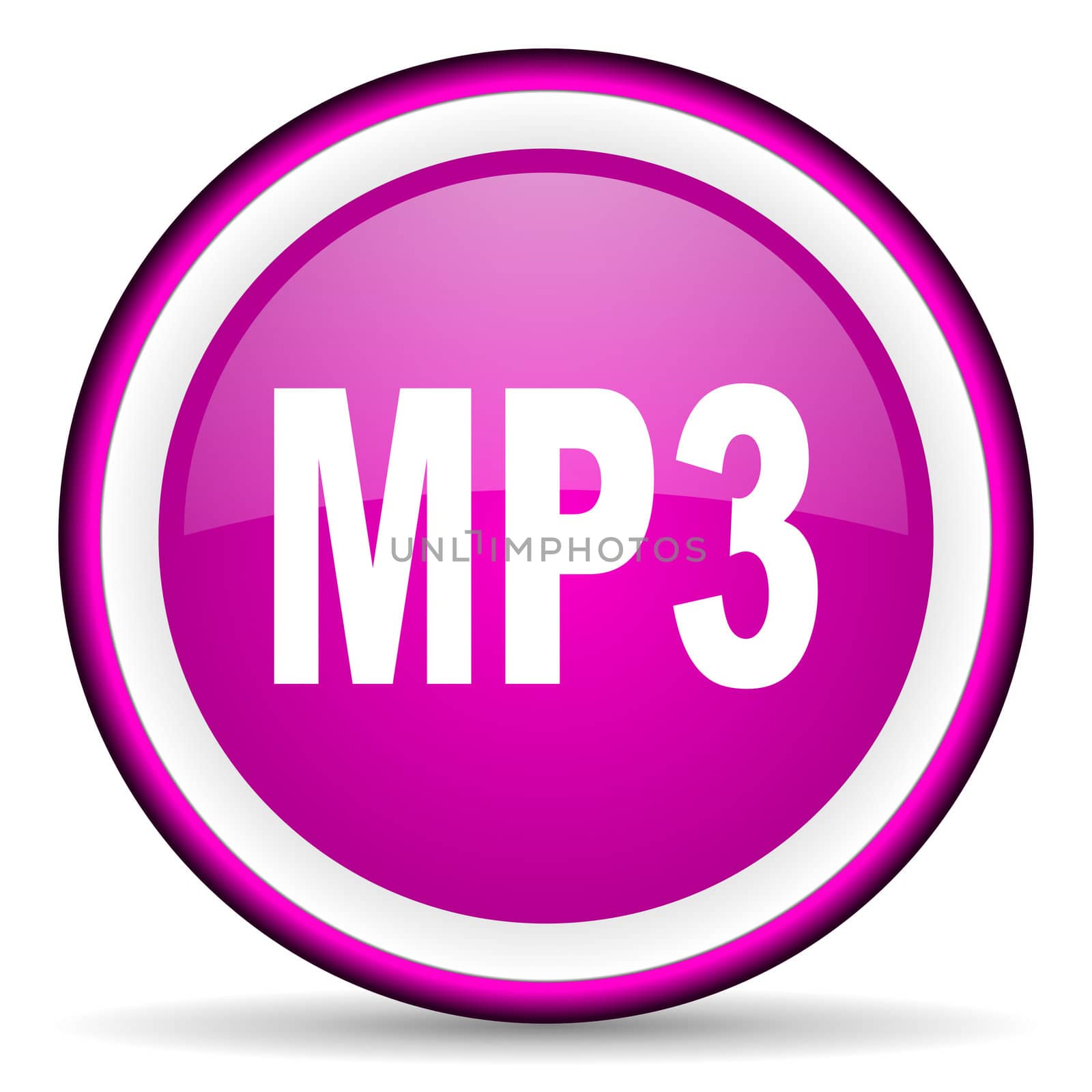 mp3 violet glossy icon on white background
