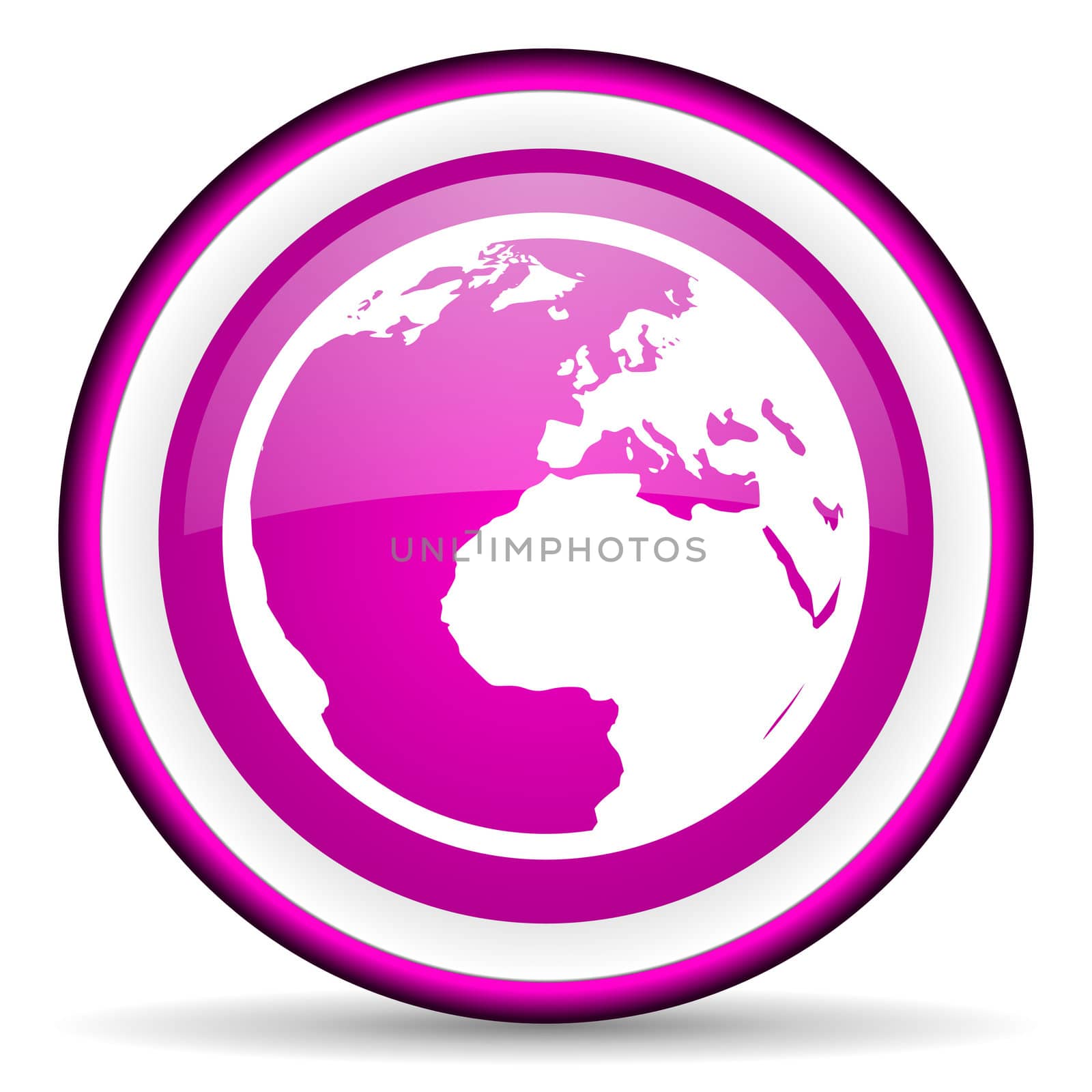 earth violet glossy icon on white background
