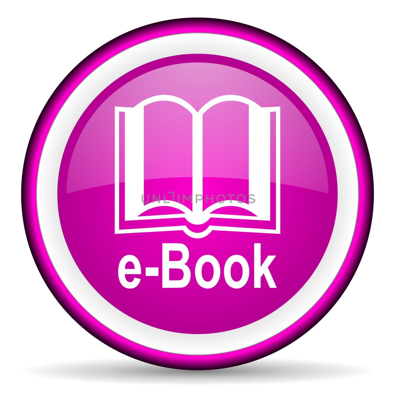 e-book violet glossy icon on white background