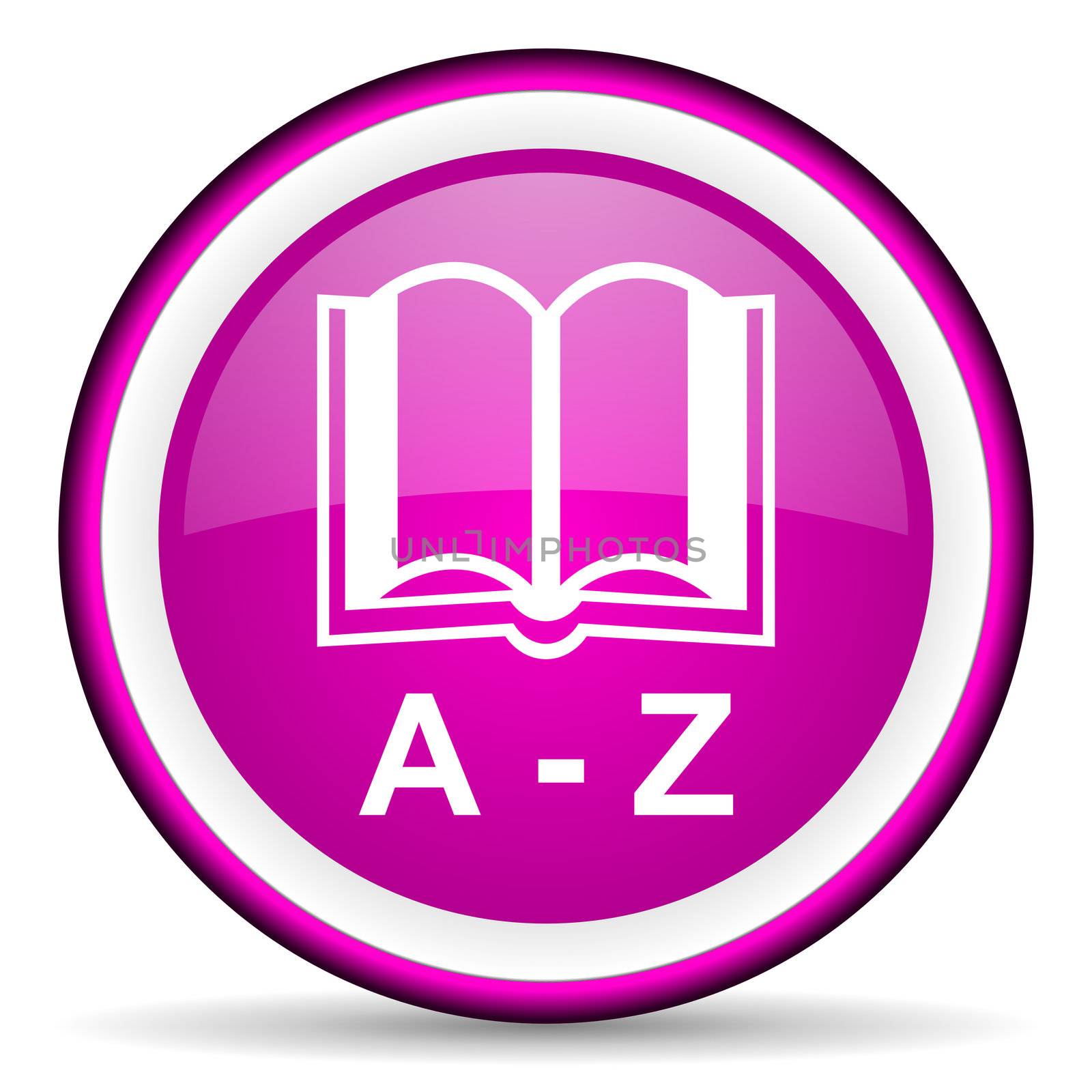 dictionary violet glossy icon on white background