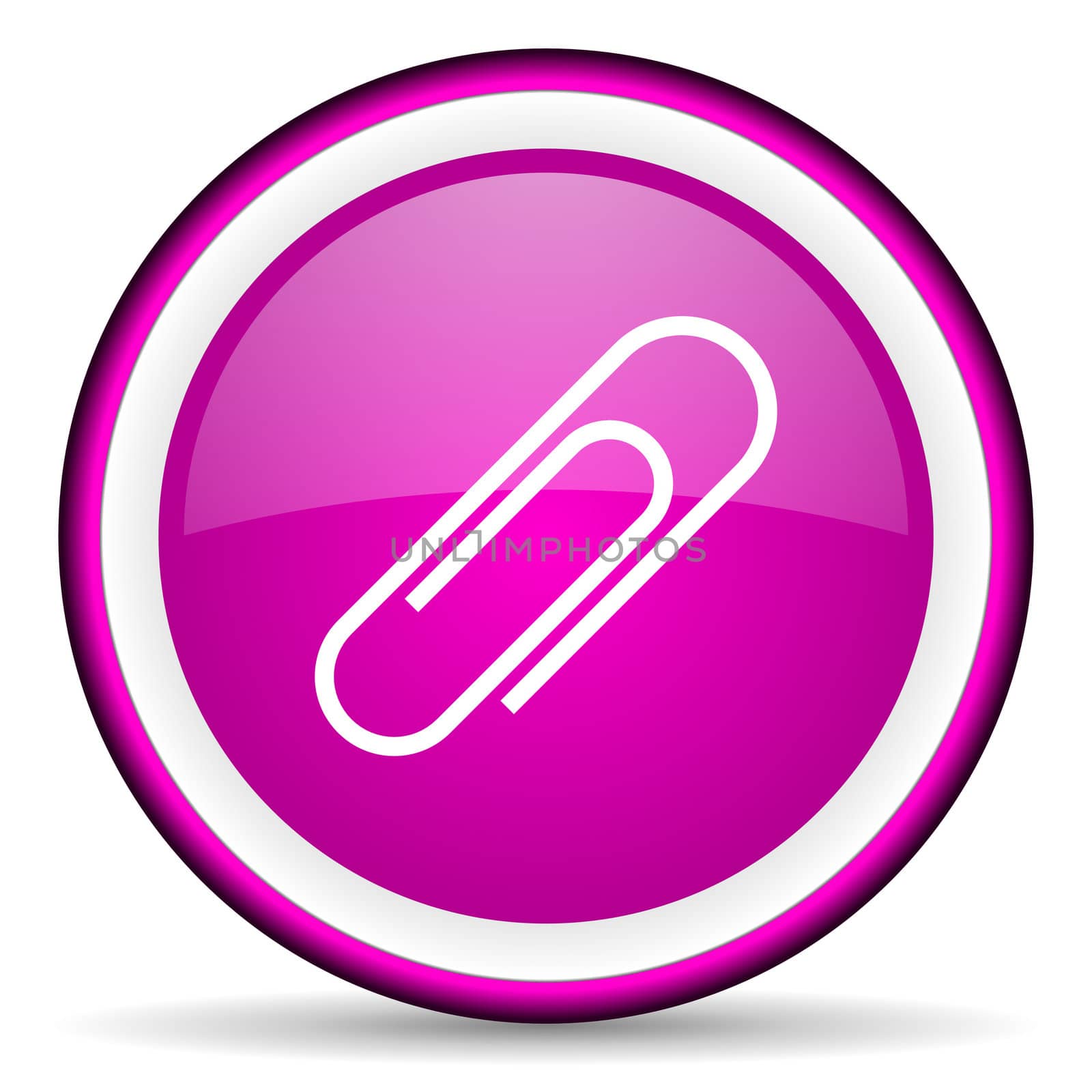 paper clip violet glossy icon on white background