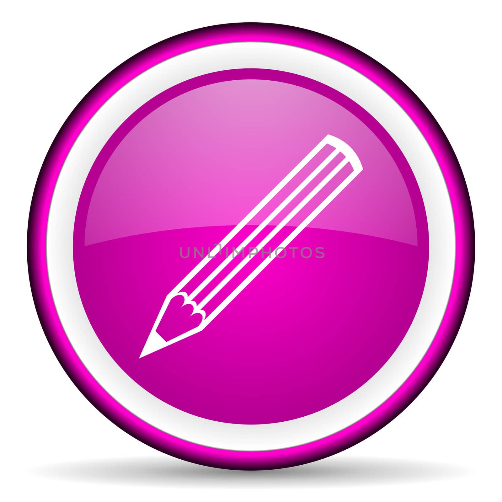 pencil violet glossy icon on white background