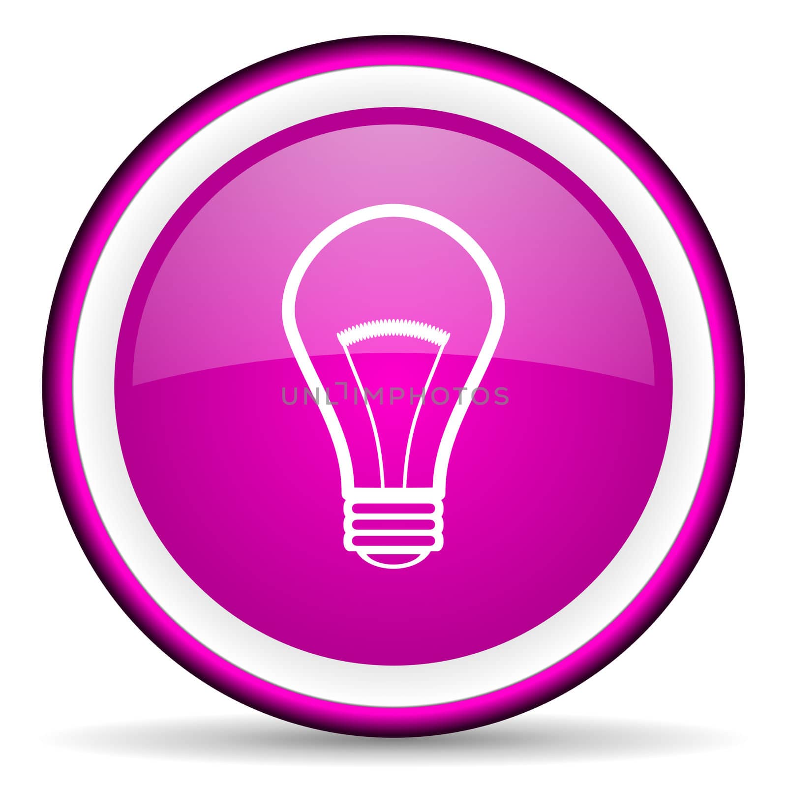 light bulb violet glossy icon on white background
