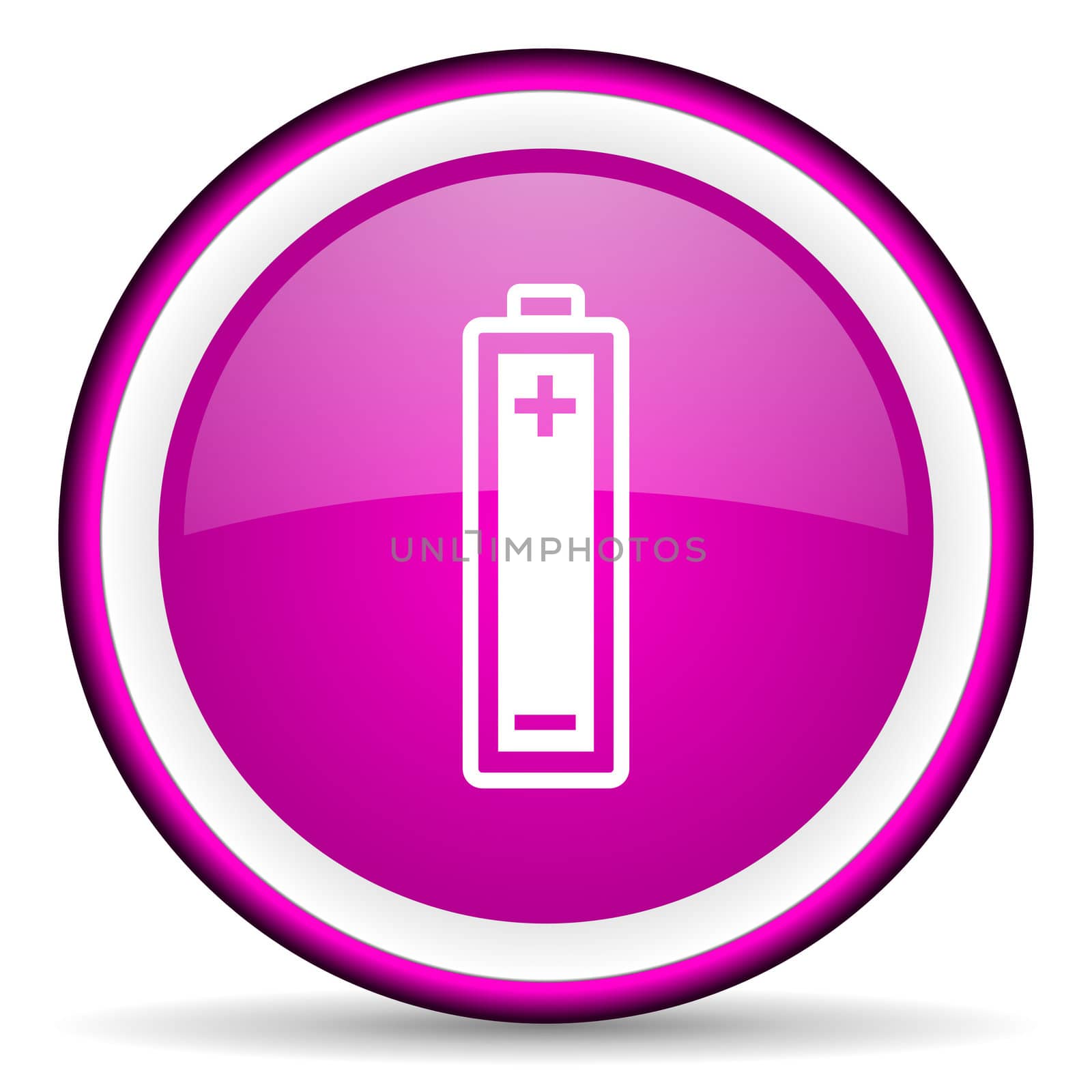 battery violet glossy icon on white background