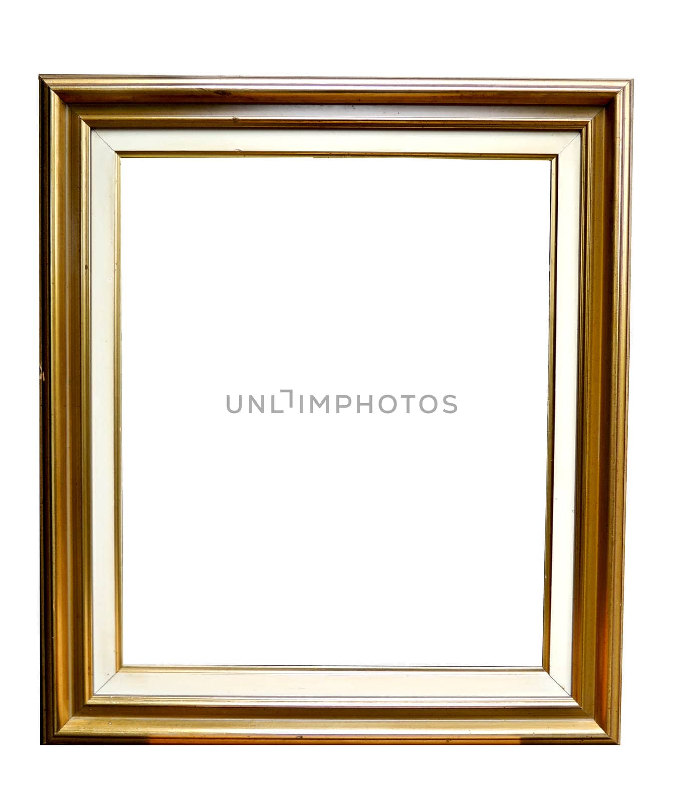 old antique gold picture frame Isolated over white background