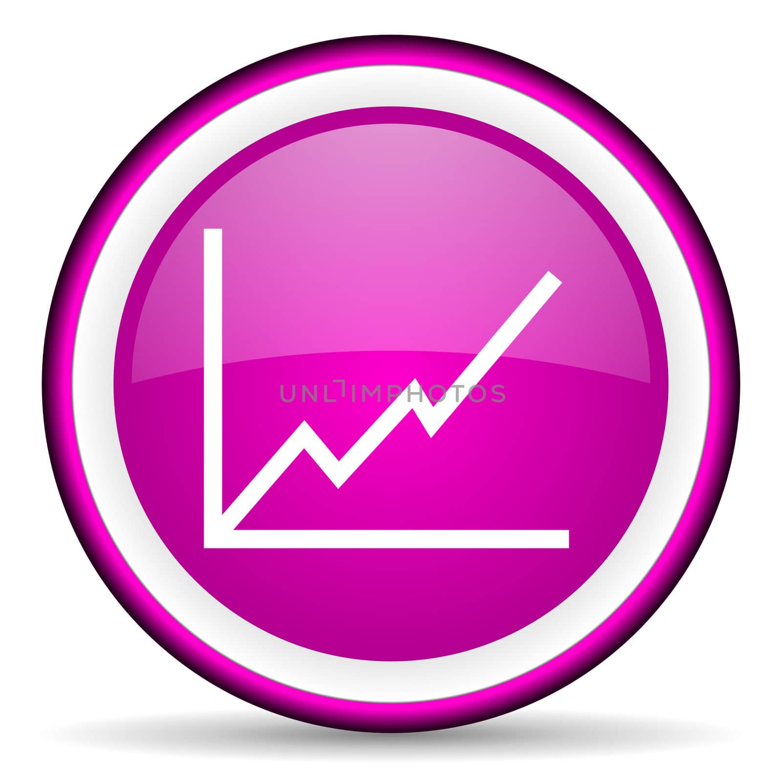 chart violet glossy icon on white background