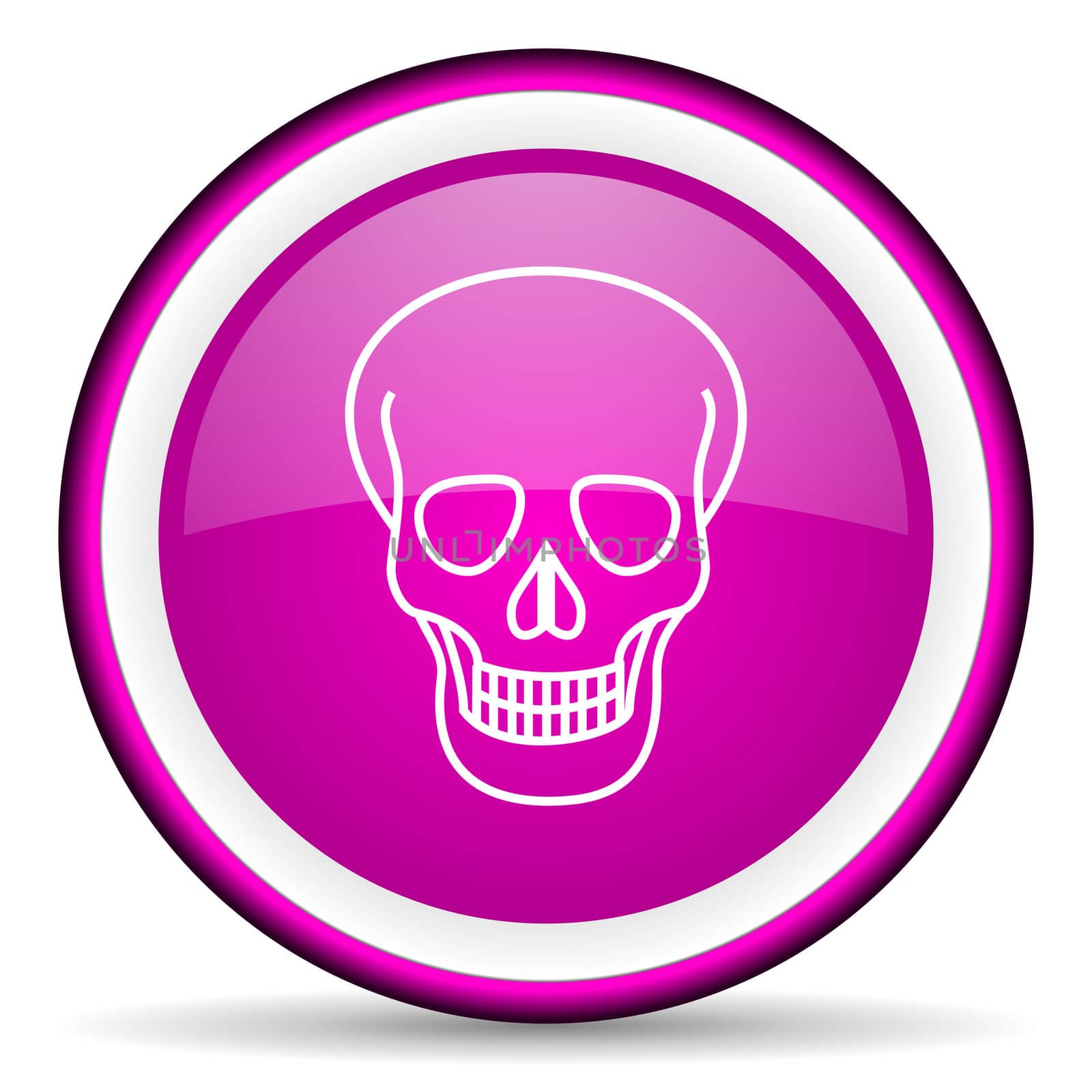 skull violet glossy icon on white background