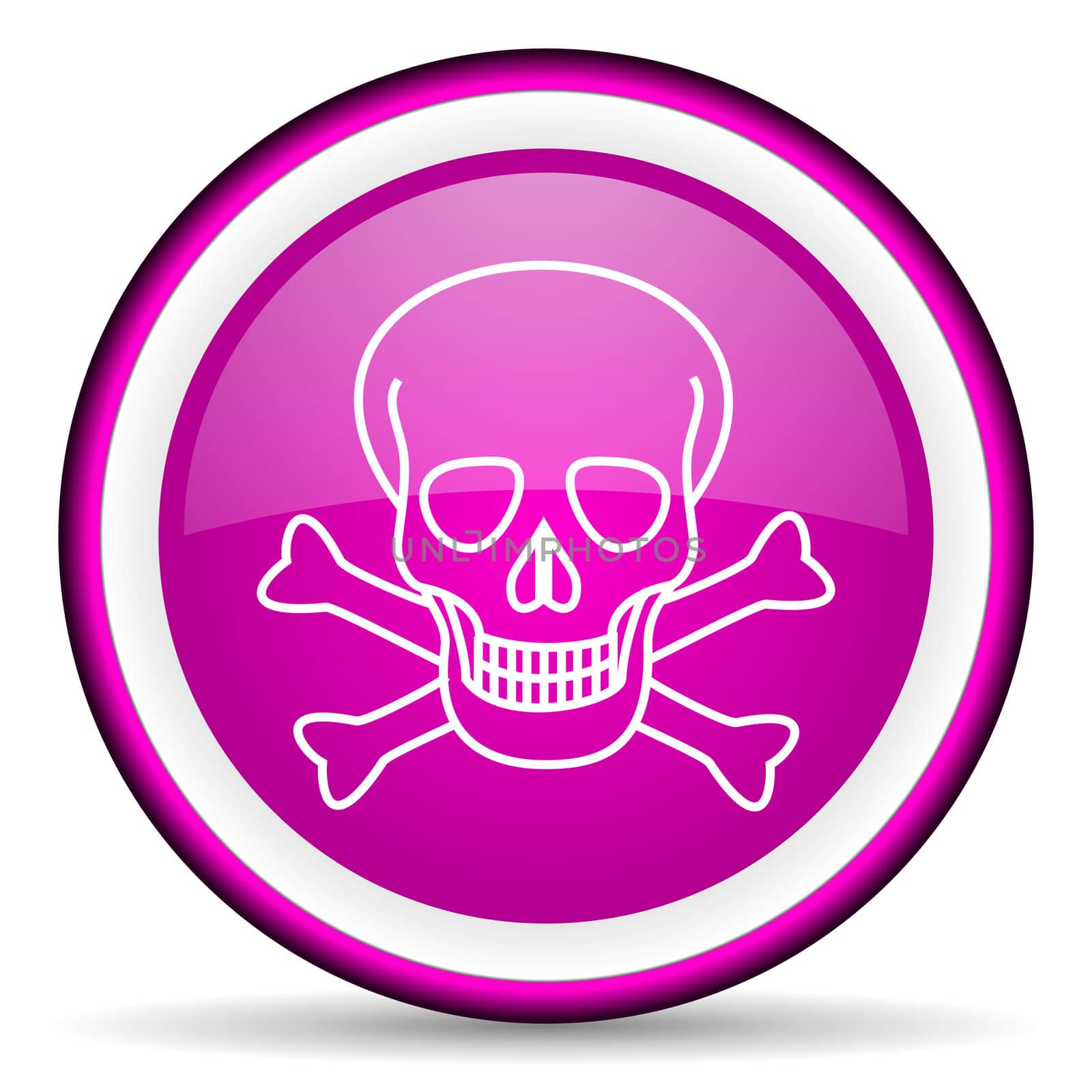 skull violet glossy icon on white background