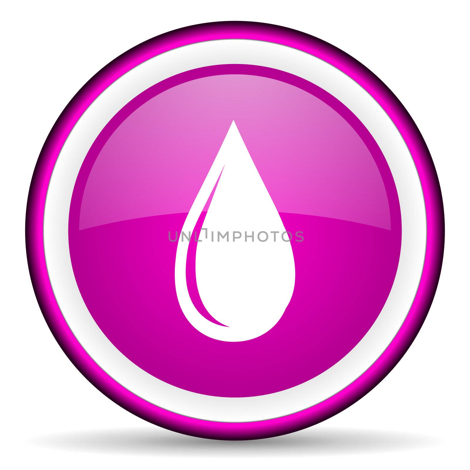 water drop violet glossy icon on white background