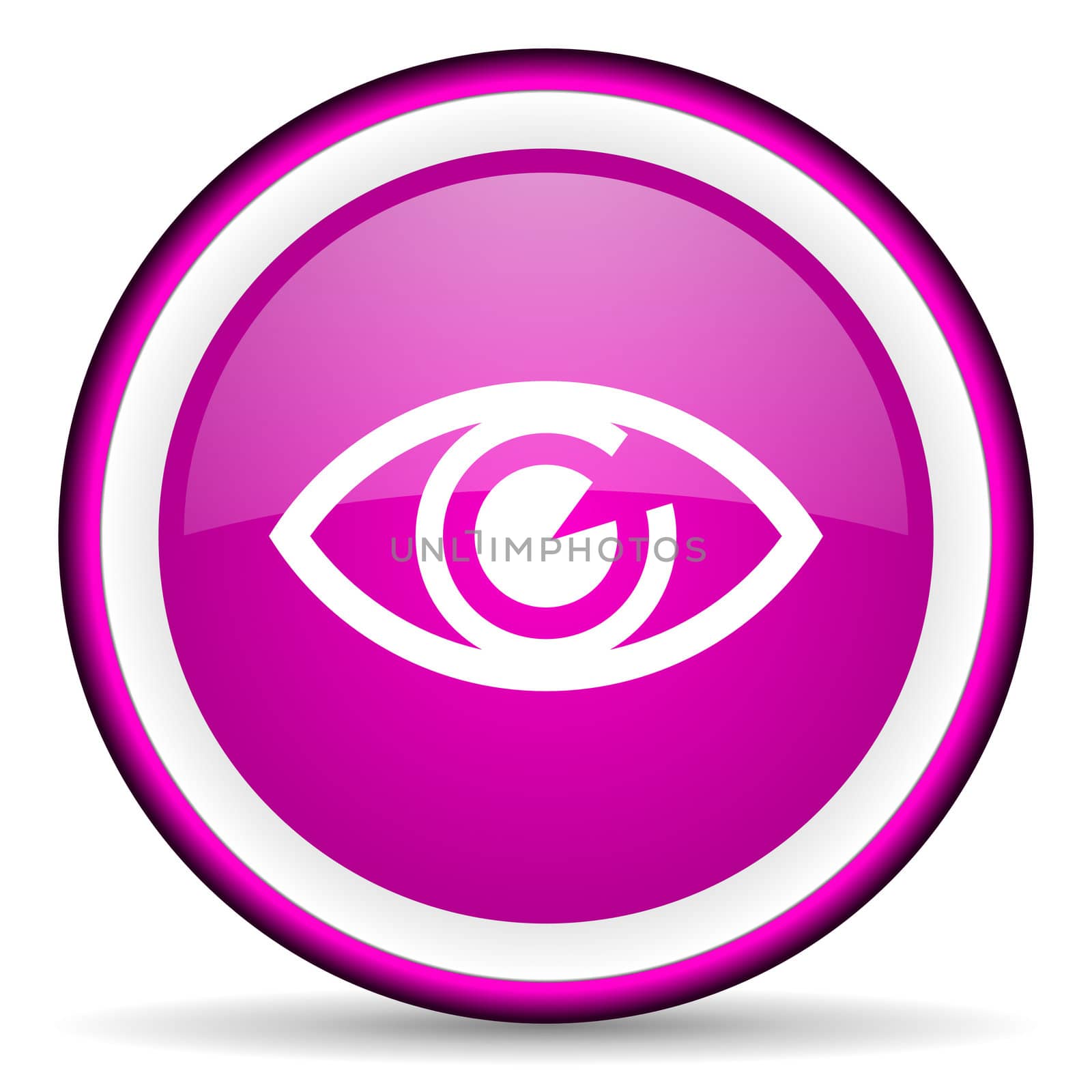 eye violet glossy icon on white background
