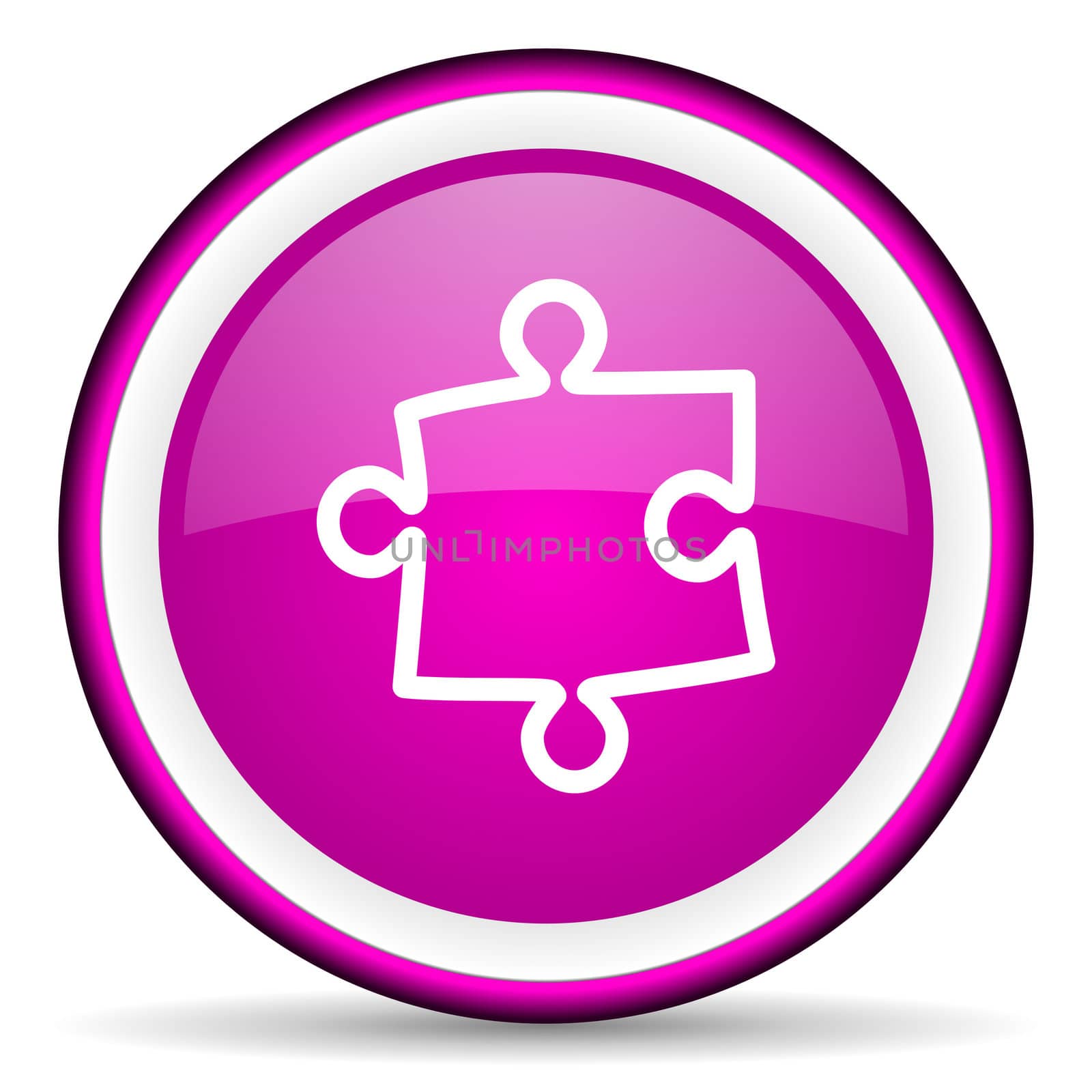 puzzle violet glossy icon on white background