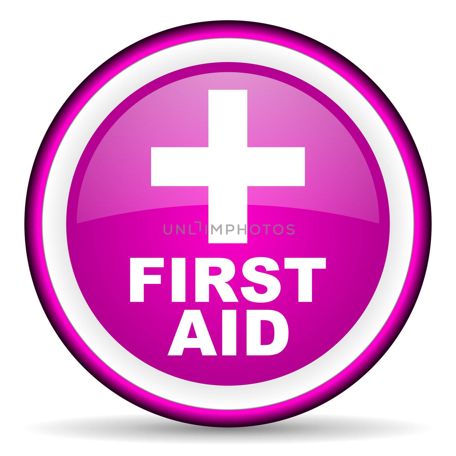 first aid violet glossy icon on white background